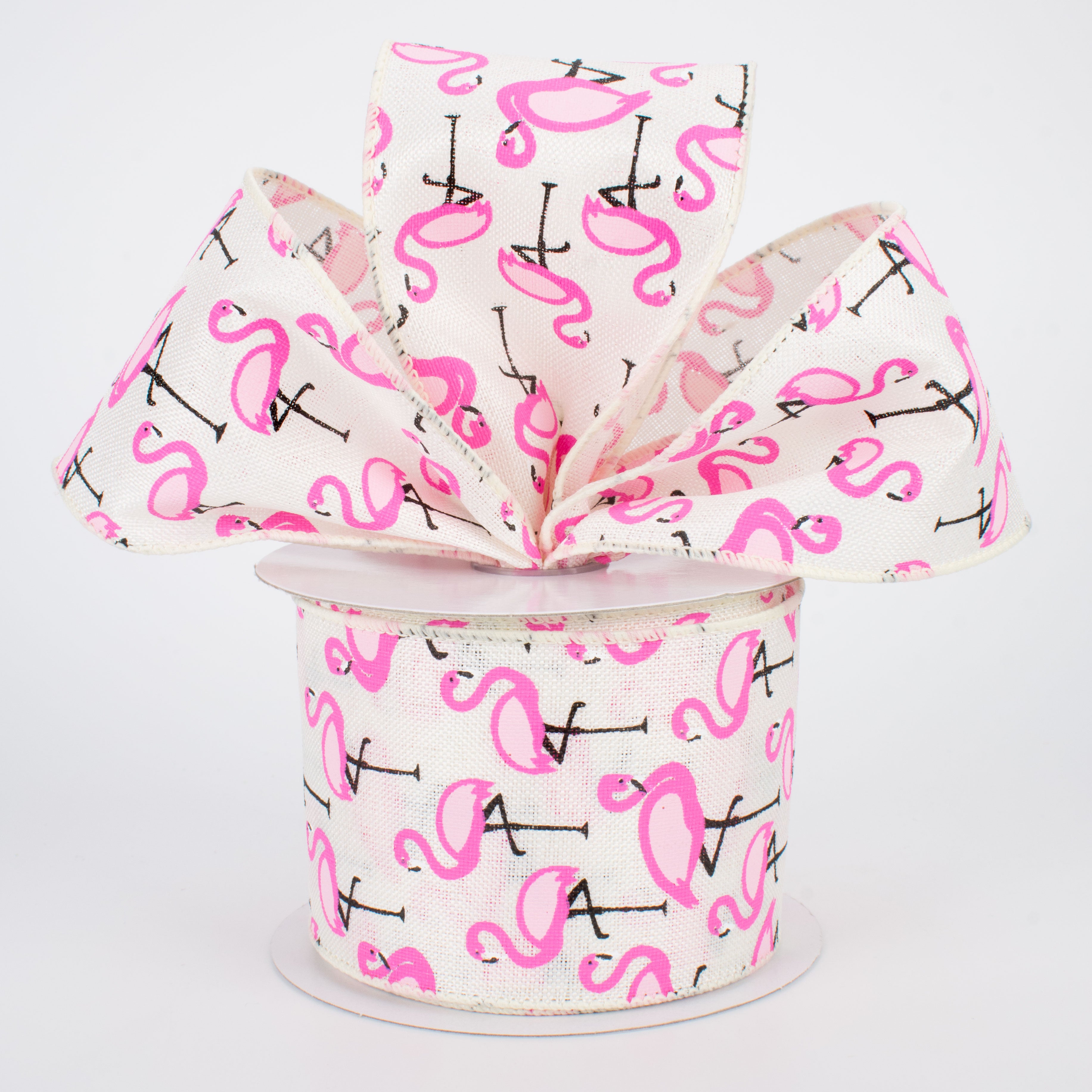 2.5" Pink Flamingo Ribbon: Cream (10 Yards) Lifestyle Photo