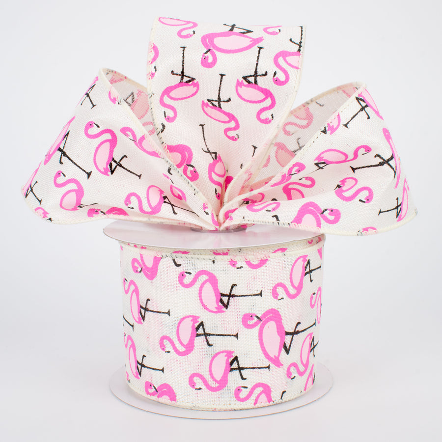 2.5" Pink Flamingo Ribbon: Cream (10 Yards) Lifestyle Photo