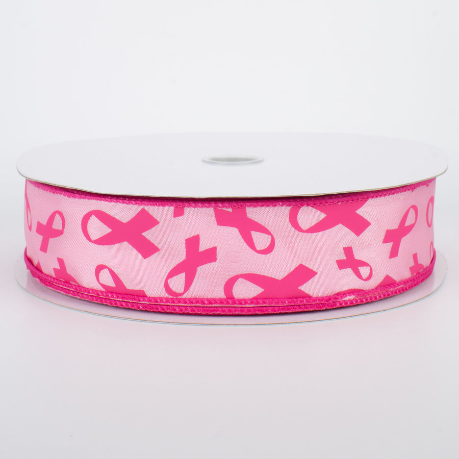 1.5" Pink Support Ribbons On Satin Ribbon (50 Yards)