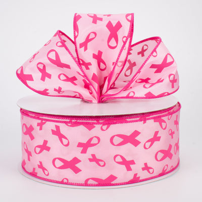 2.5" Pink Support Ribbons On Satin Ribbon (50 Yards) Lifestyle Photo