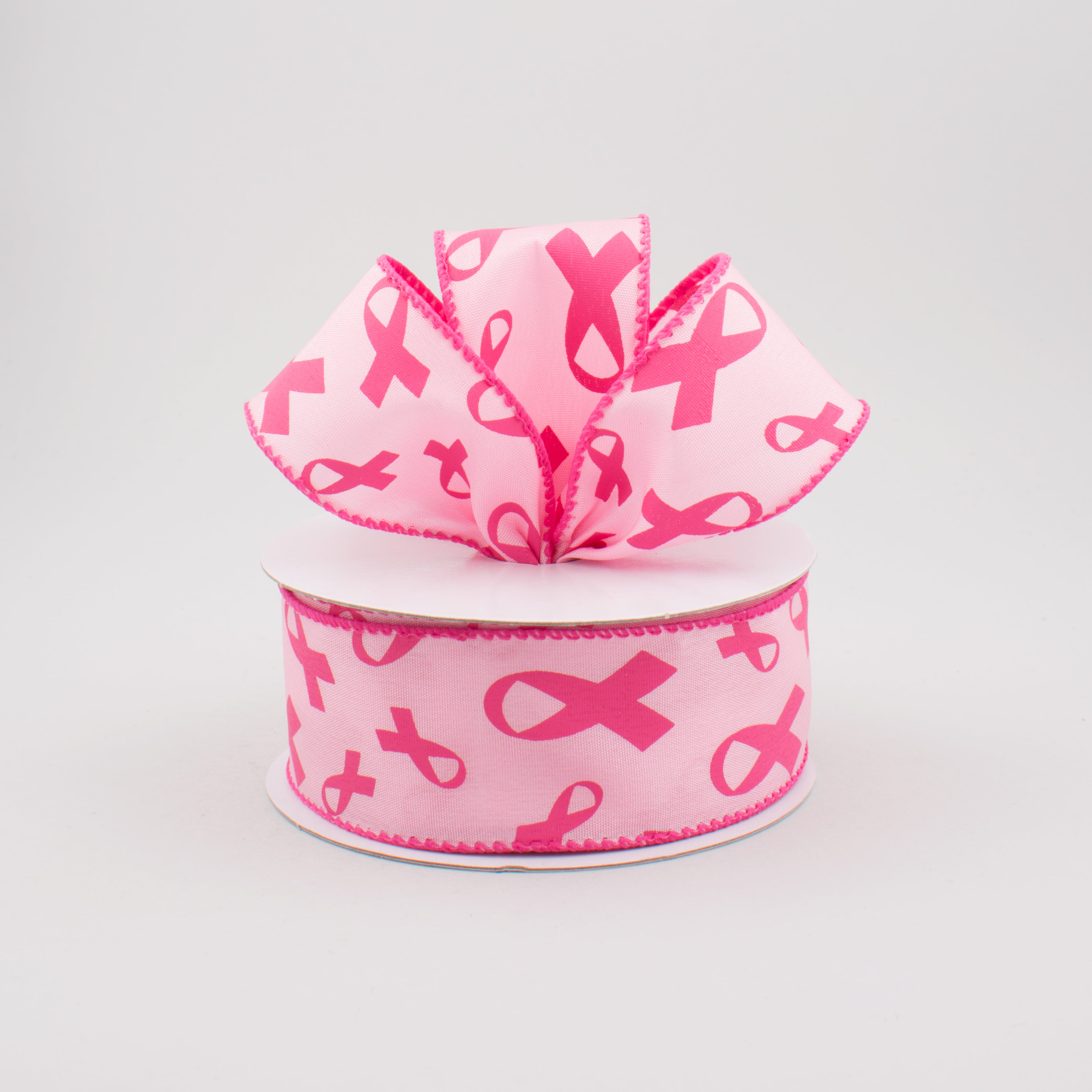 1.5" Pink Support Ribbons On Satin Ribbon (10 Yards) Lifestyle Photo