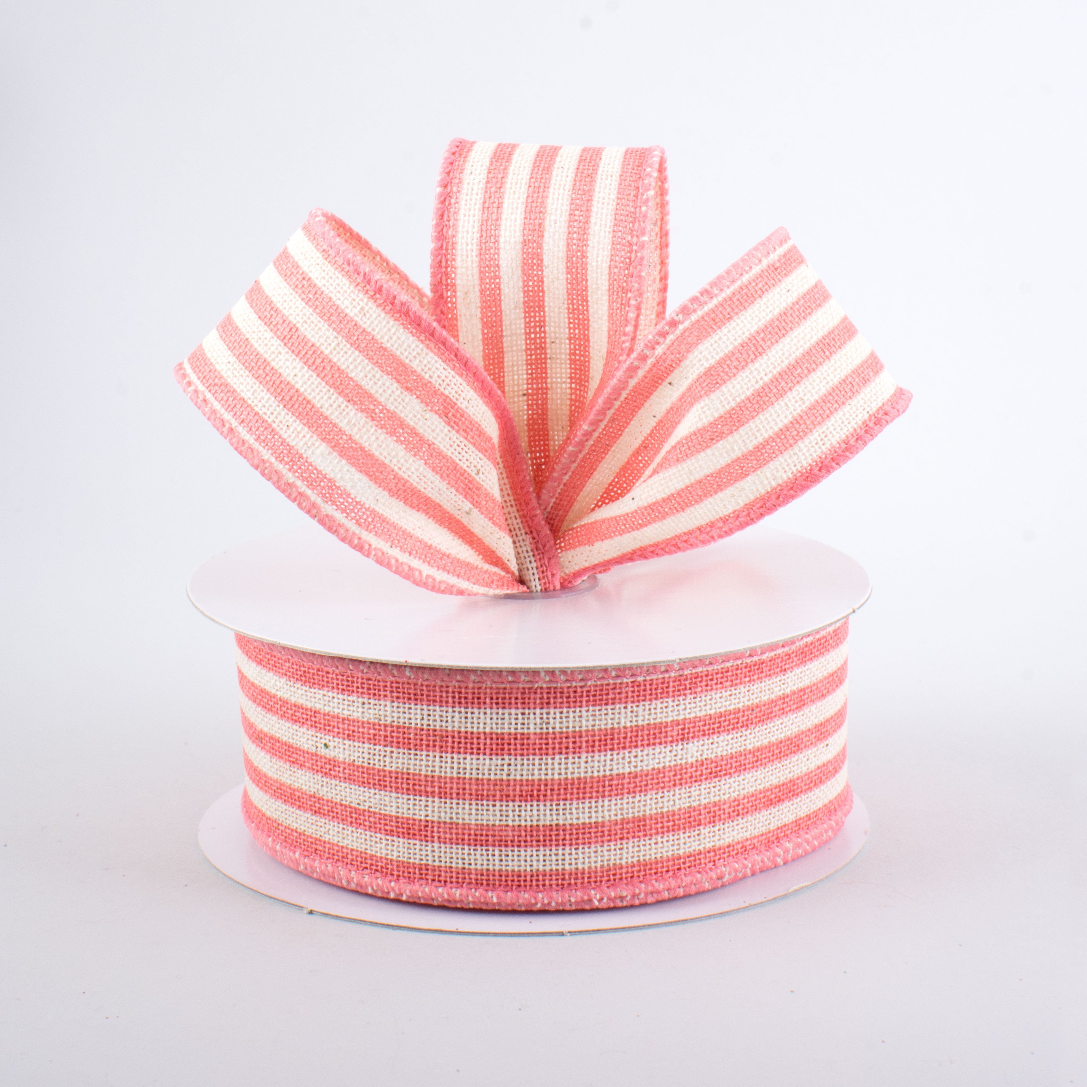 1.5" Pinstripe Cotton Ribbon: Dusty Coral (10 Yards) Lifestyle Photo