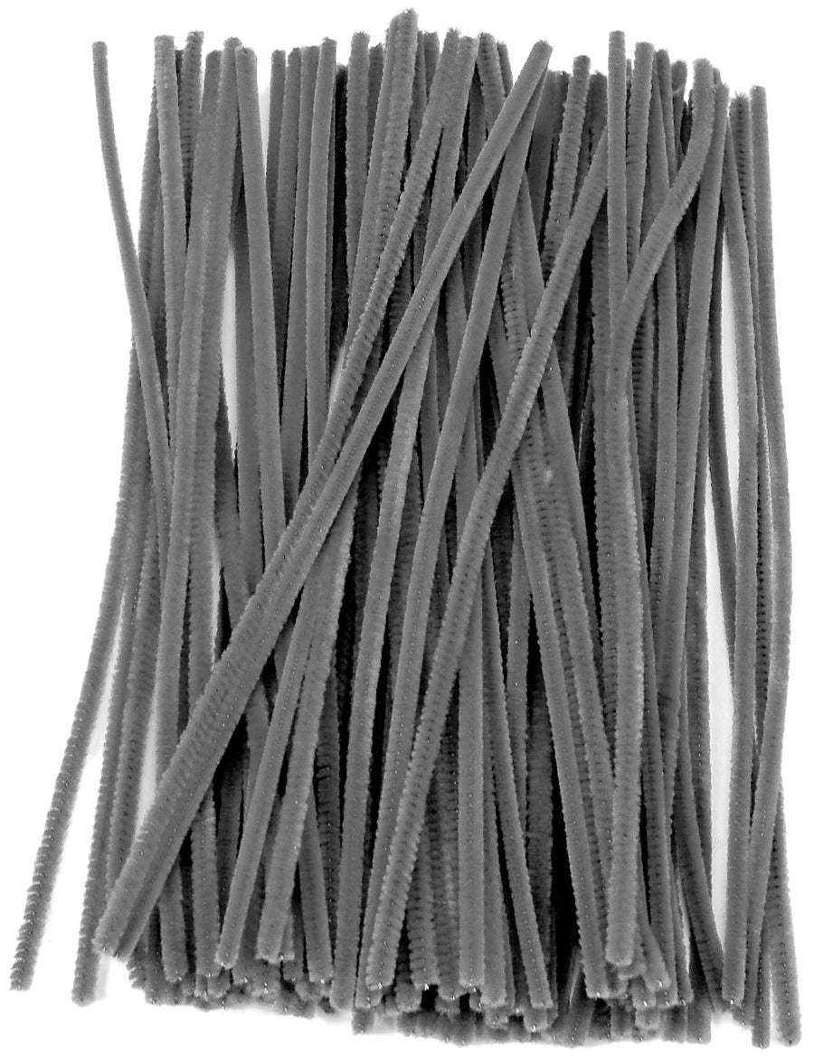 12" Pipe Cleaner Stems: 6mm Chenille Grey (100) Lifestyle Photo