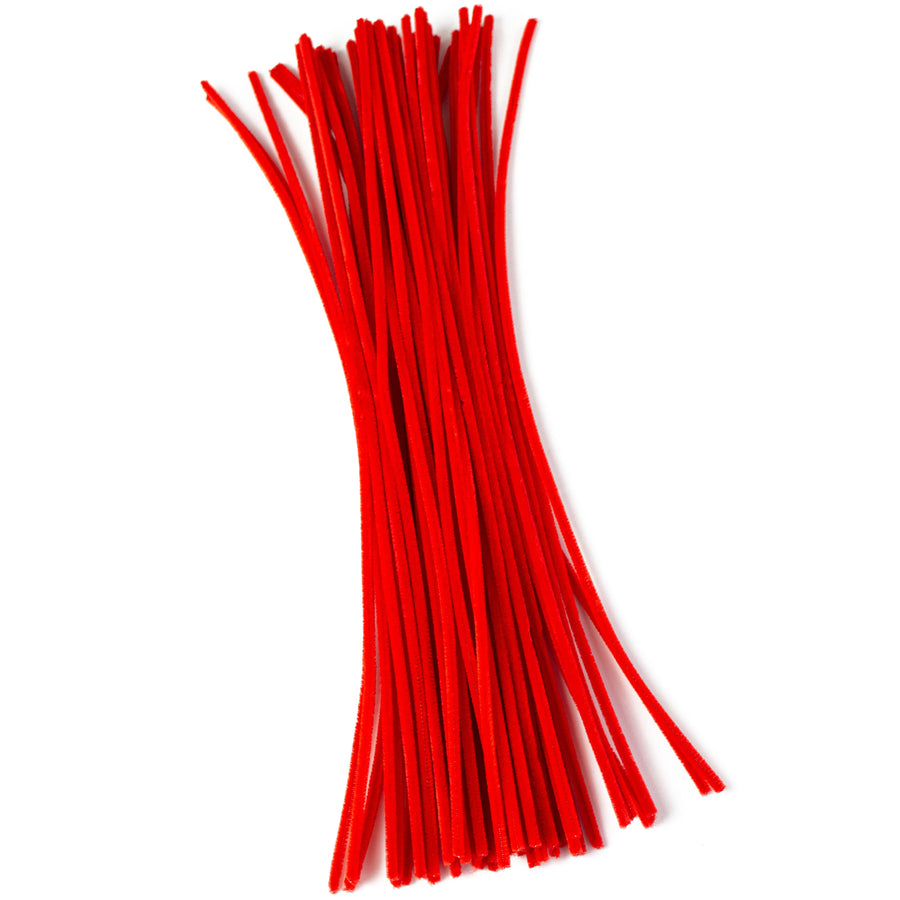20" Pipe Cleaner Stems: 6mm Chenille Red (50) Item Number: MA200224