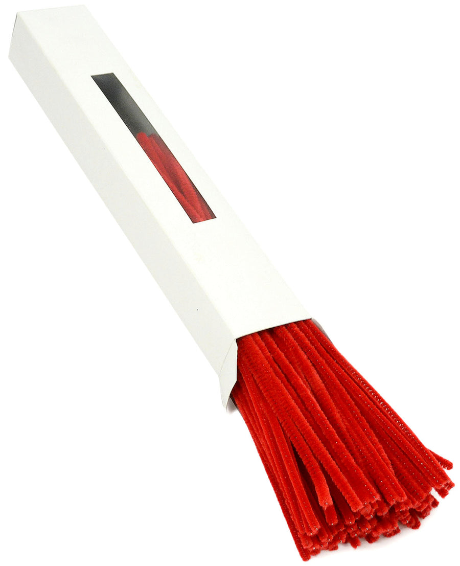 12" Pipe Cleaner Stems: 6mm Chenille Red (100) Item Number: MA200124