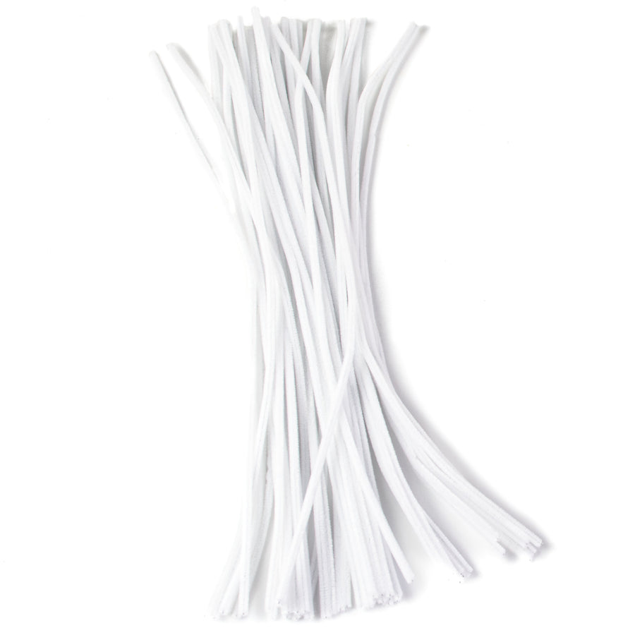 20" Pipe Cleaner Stems: 6mm Chenille White (50) Item Number: MA200227