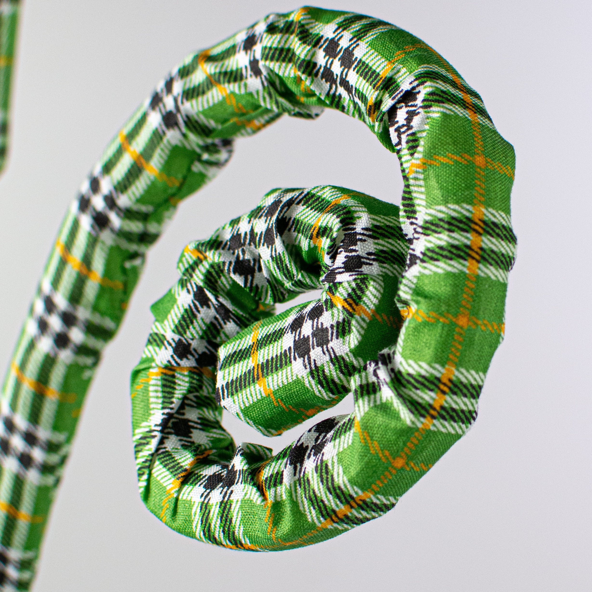 28" Plaid Curly Spray: Green, Black, Dark Yellow Lifestyle Photo