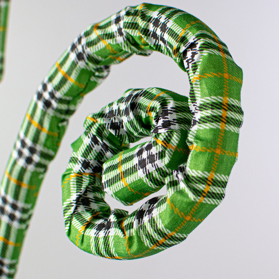 28" Plaid Curly Spray: Green, Black, Dark Yellow Lifestyle Photo