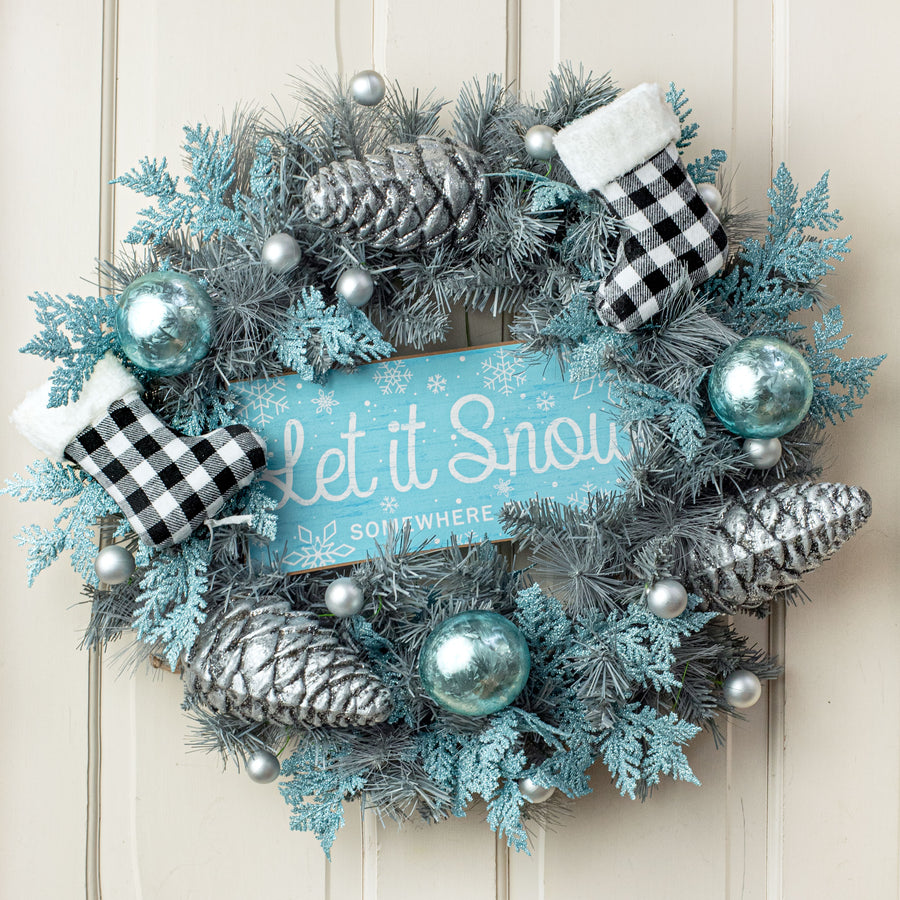 27" Plaid & Faux Fur Christmas Stocking Pick Lifestyle Photo