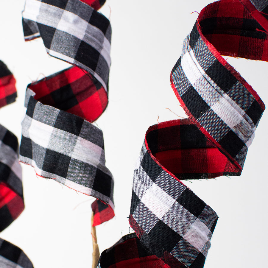 30" Double Sided Plaid Frizzy Curly Spray: Gingham Lifestyle Photo