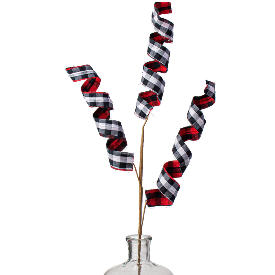 30" Double Sided Plaid Frizzy Curly Spray: Gingham Item Number: 85509GINGHAM