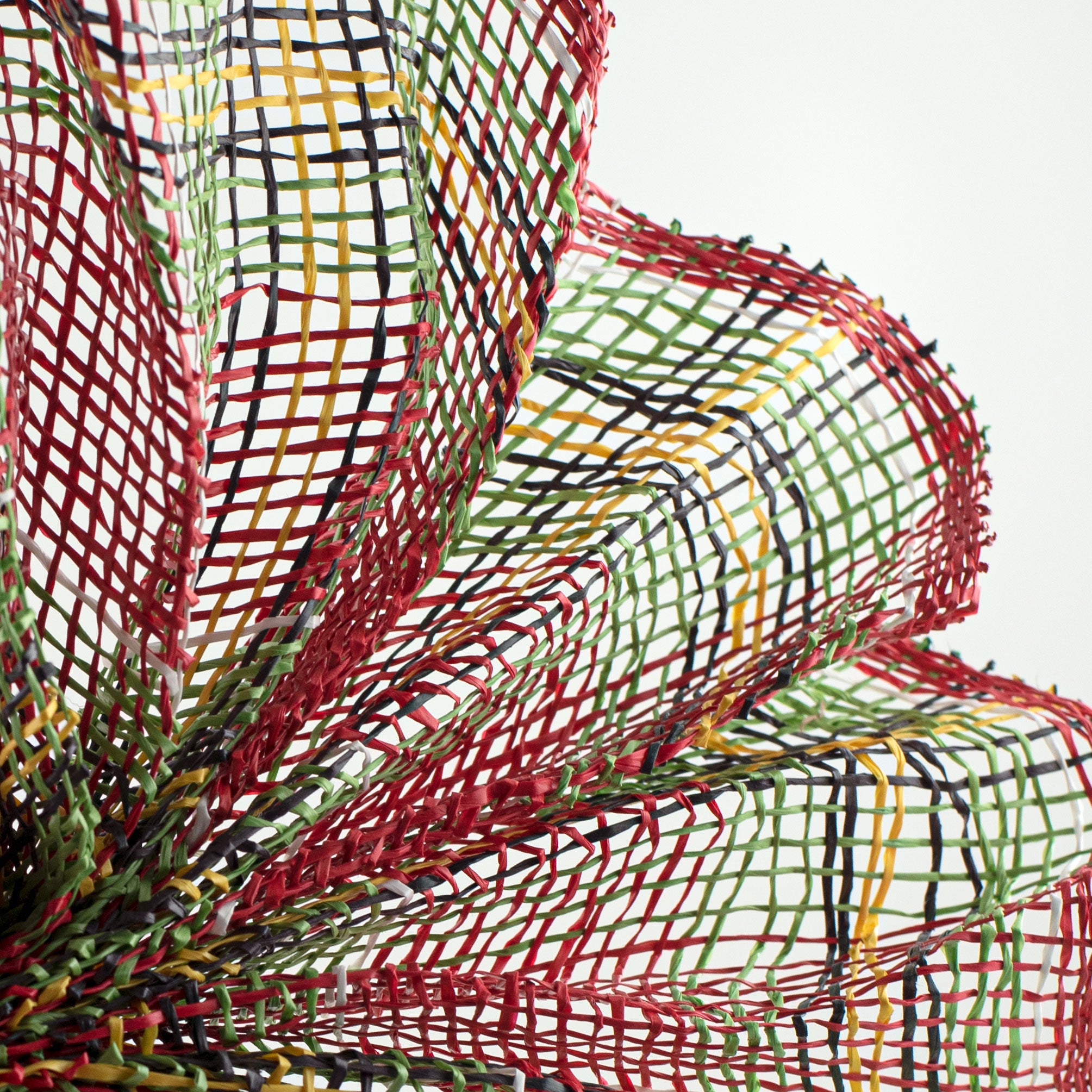 10" Plaid Poly Burlap Mesh: Red, Lime, Black, Yellow, White Lifestyle Photo