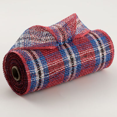 10" Plaid Poly Burlap Mesh: Red, Royal Blue, White, Black Item Number: RP8146