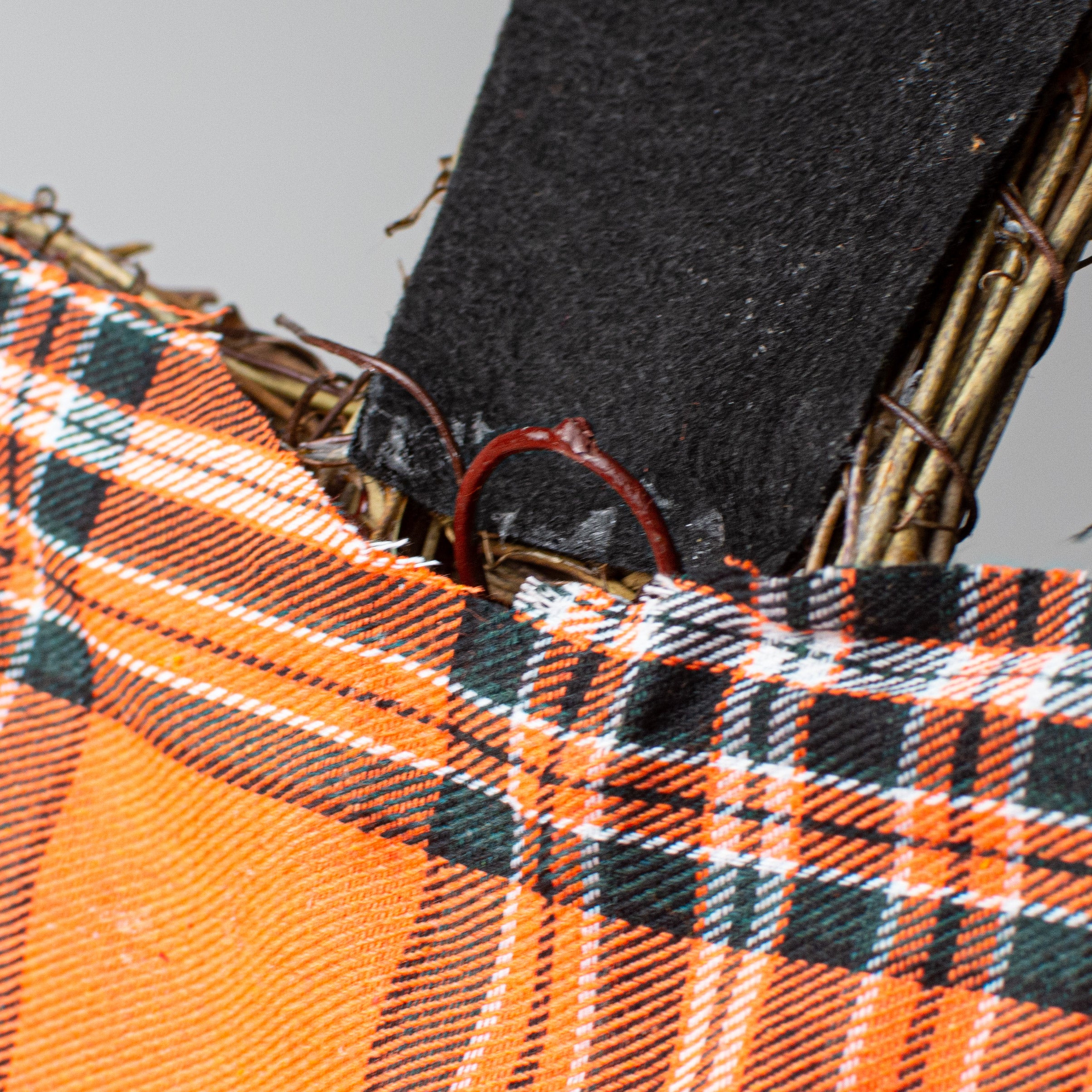 23" Plaid Pumpkin Grapevine Hanger detail photo 3