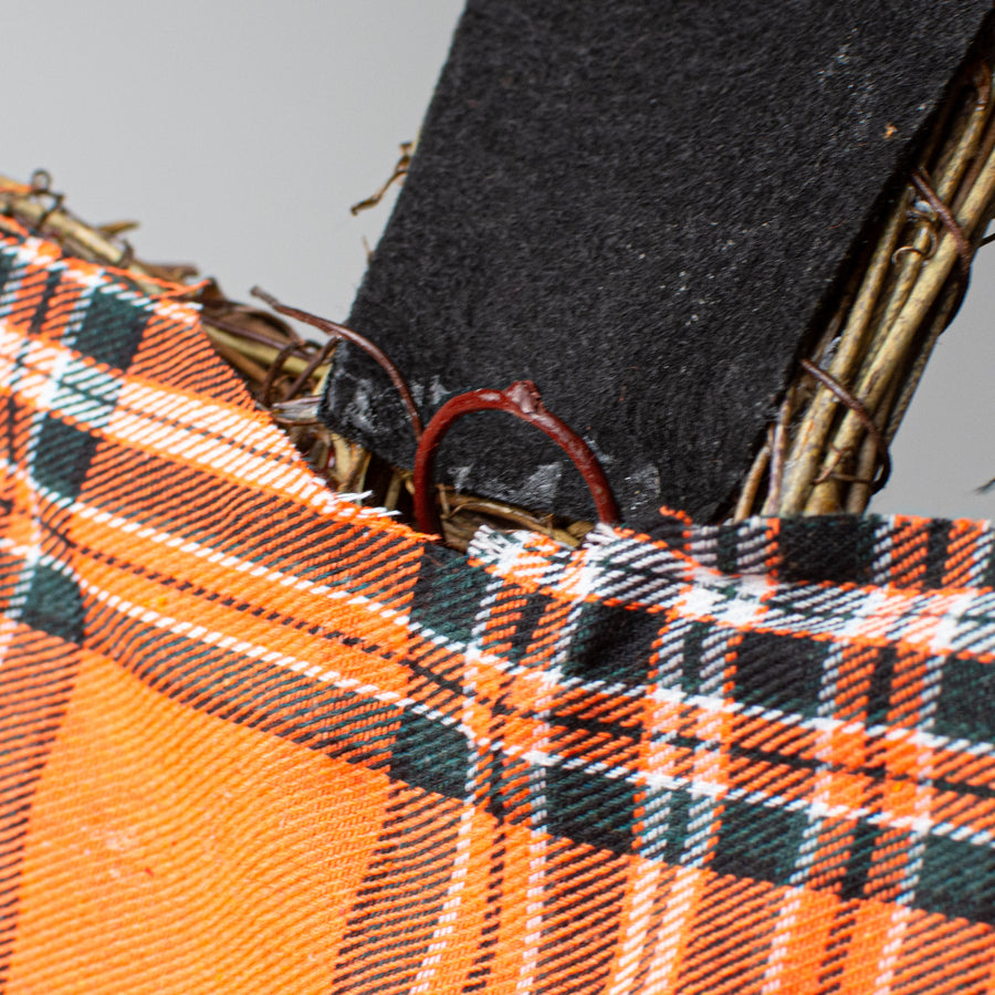 23" Plaid Pumpkin Grapevine Hanger detail photo 3
