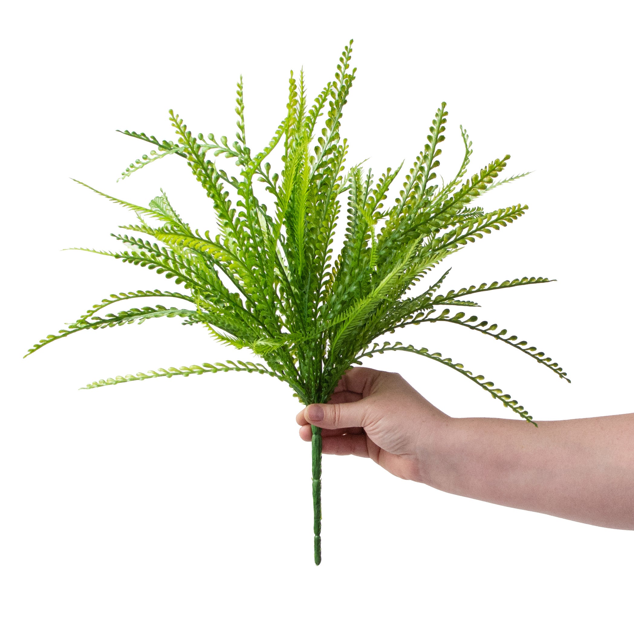 18" Plastic Leaf Button Fern Bush detail photo 3