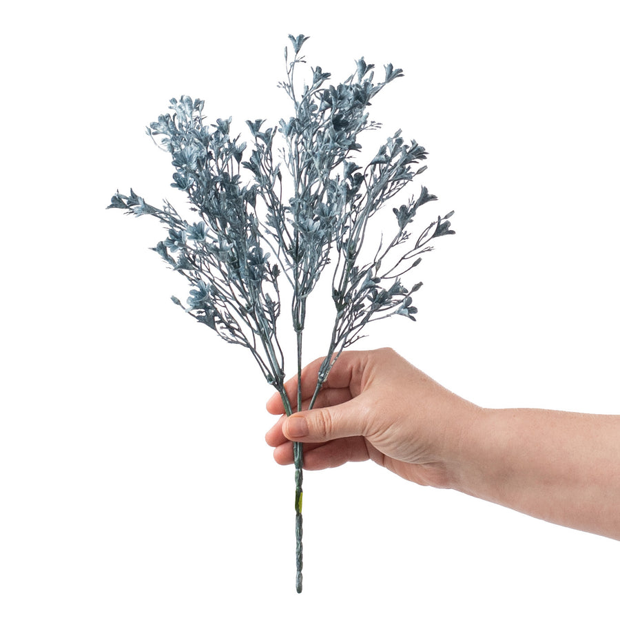 14" Plastic Wax Flower Bush: Blue detail photo 3