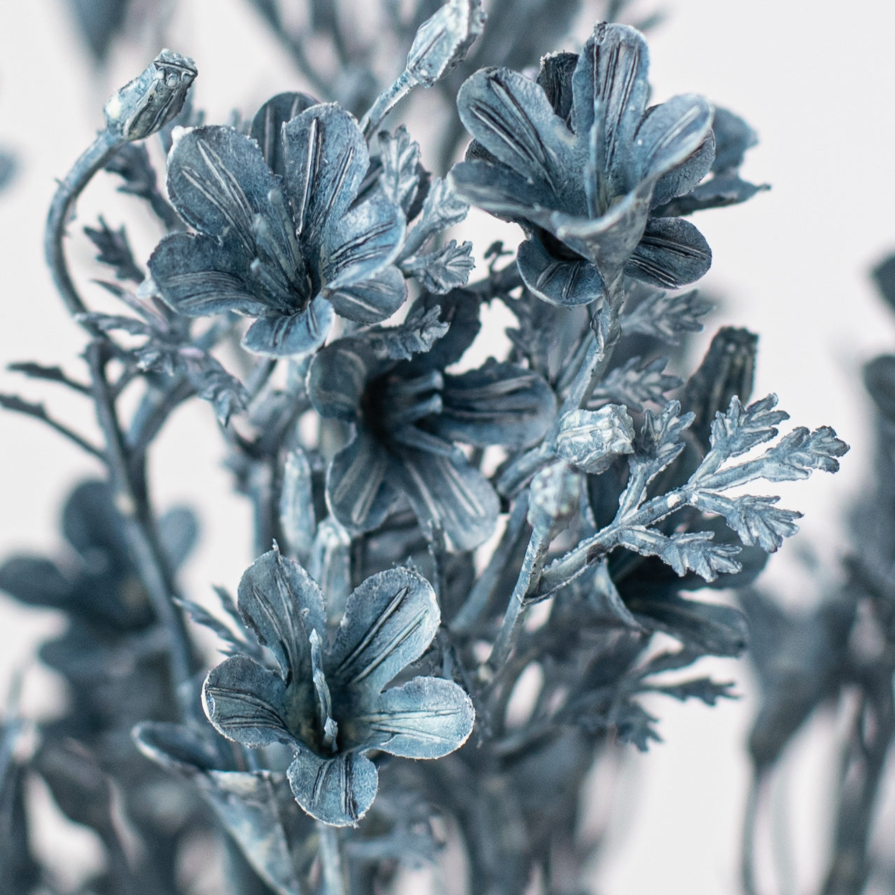 14" Plastic Wax Flower Bush: Blue detail photo 4