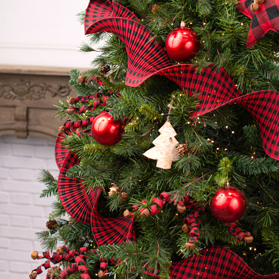 5.5" Pleated Plaid Check Ribbon: Black & Red (5 Yards) Lifestyle Photo