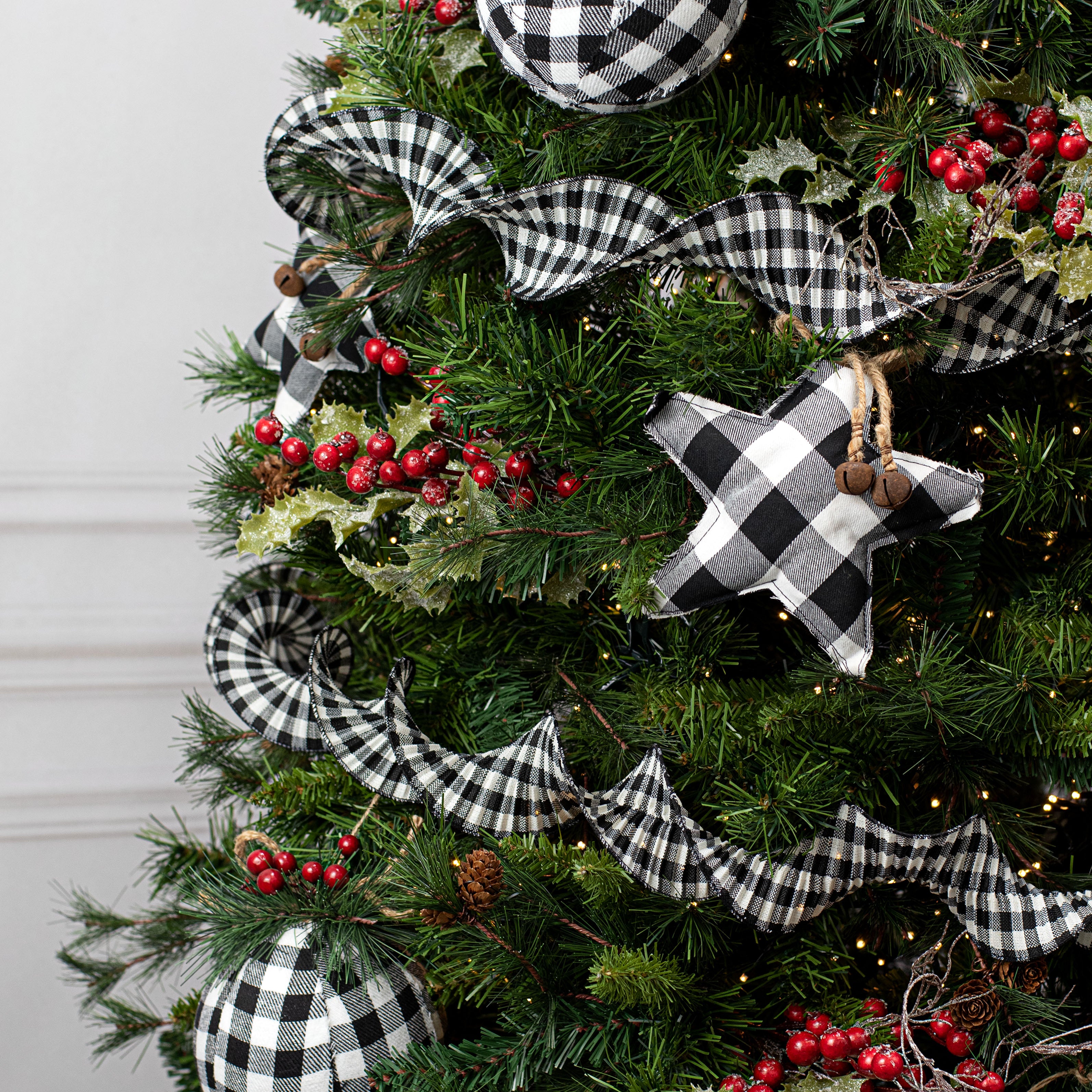 3" Pleated Plaid Check Ribbon: Black & White (5 Yards) Lifestyle Photo