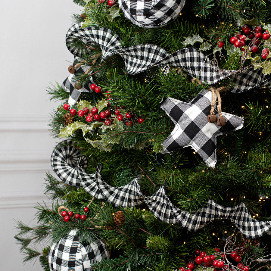 3" Pleated Plaid Check Ribbon: Black & White (5 Yards) Lifestyle Photo