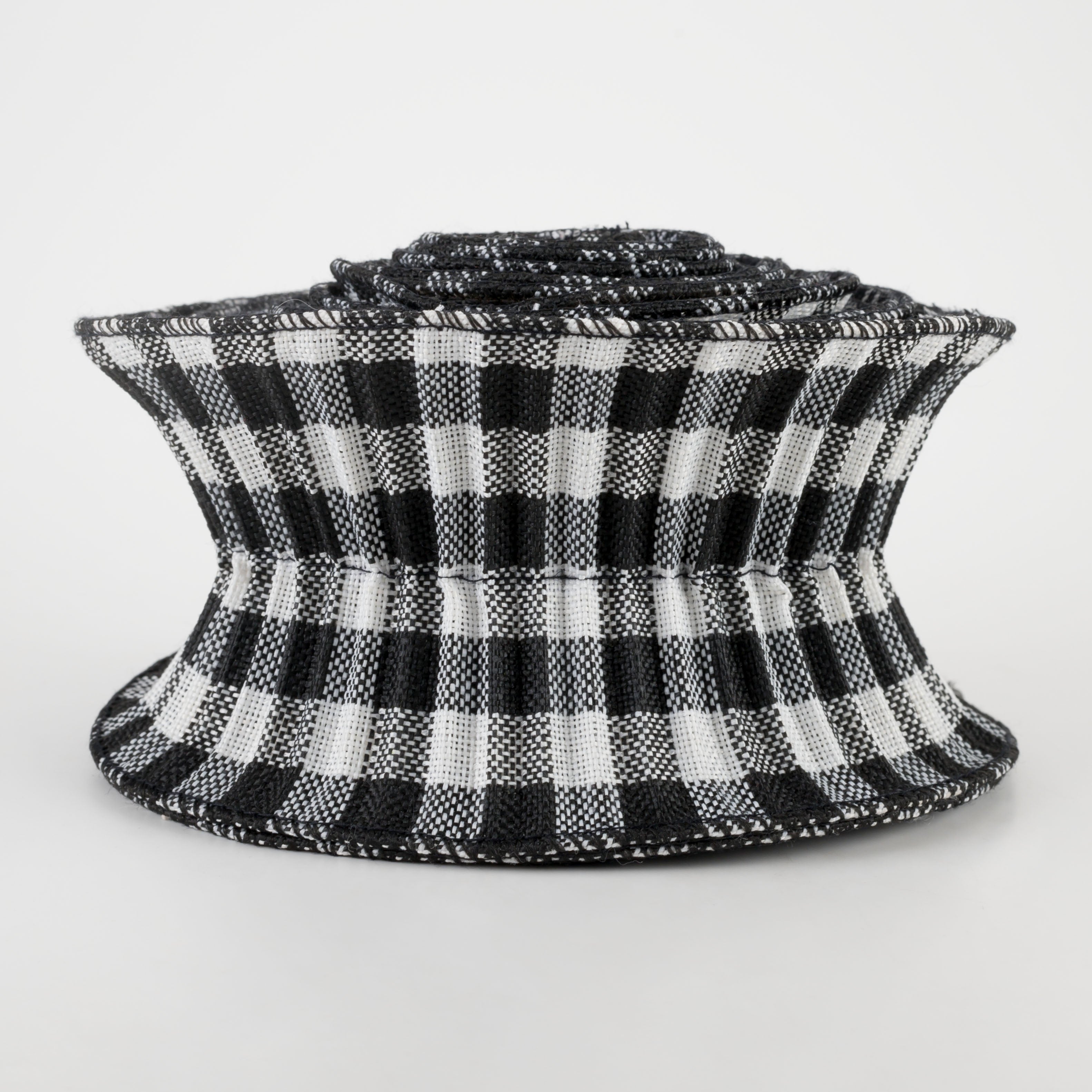 3" Pleated Plaid Check Ribbon: Black & White (5 Yards)