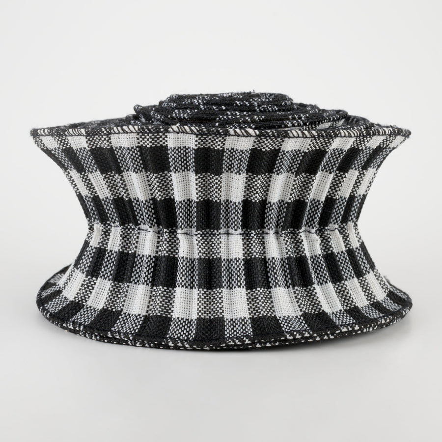 3" Pleated Plaid Check Ribbon: Black & White (5 Yards)