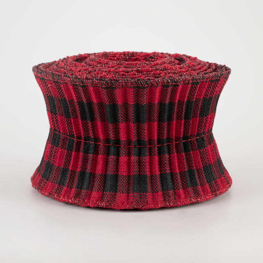 3" Pleated Plaid Check Ribbon: Red & Black (5 Yards)