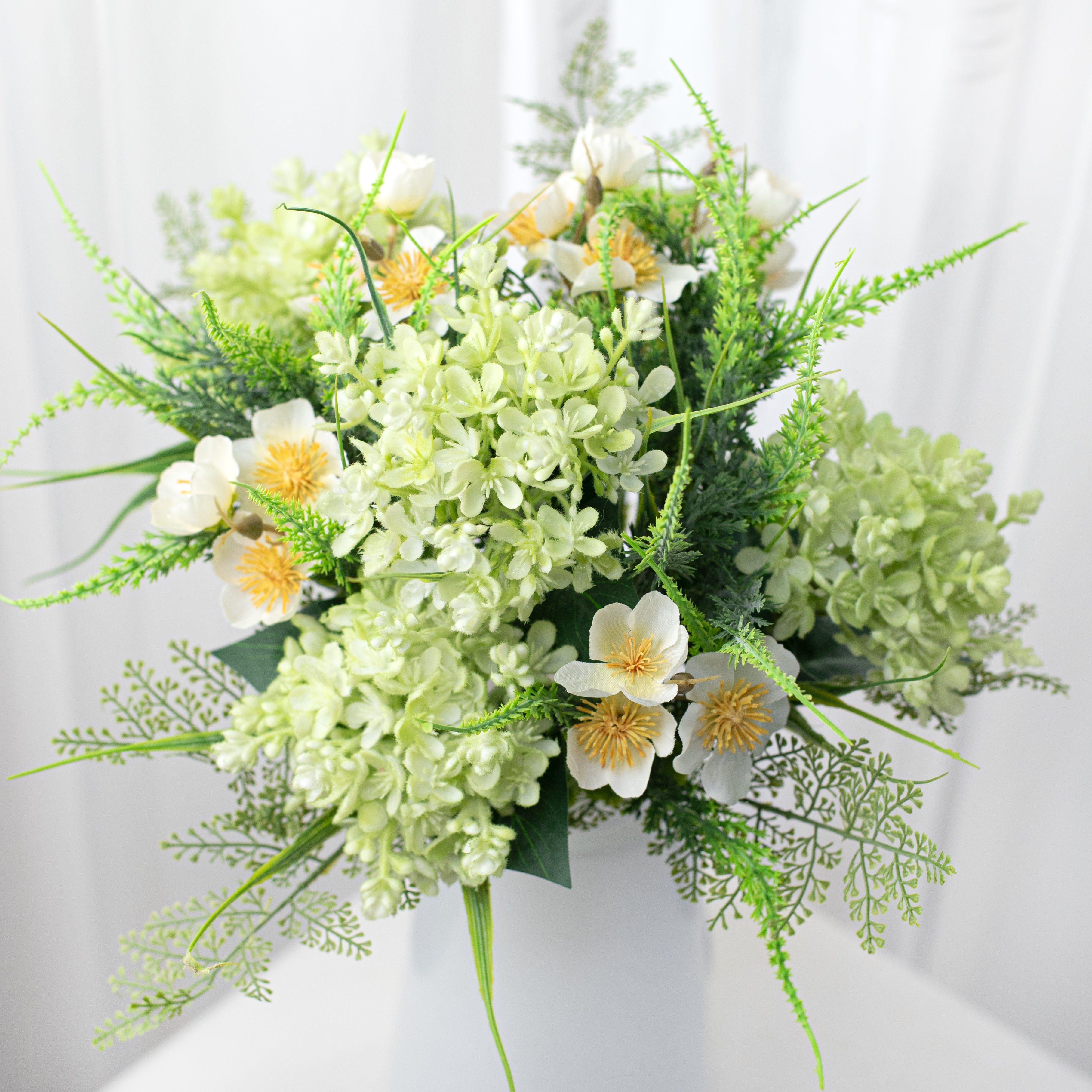 17" Plum Blossom & Cedar Bouquet: White/Green Item Number: FB190366