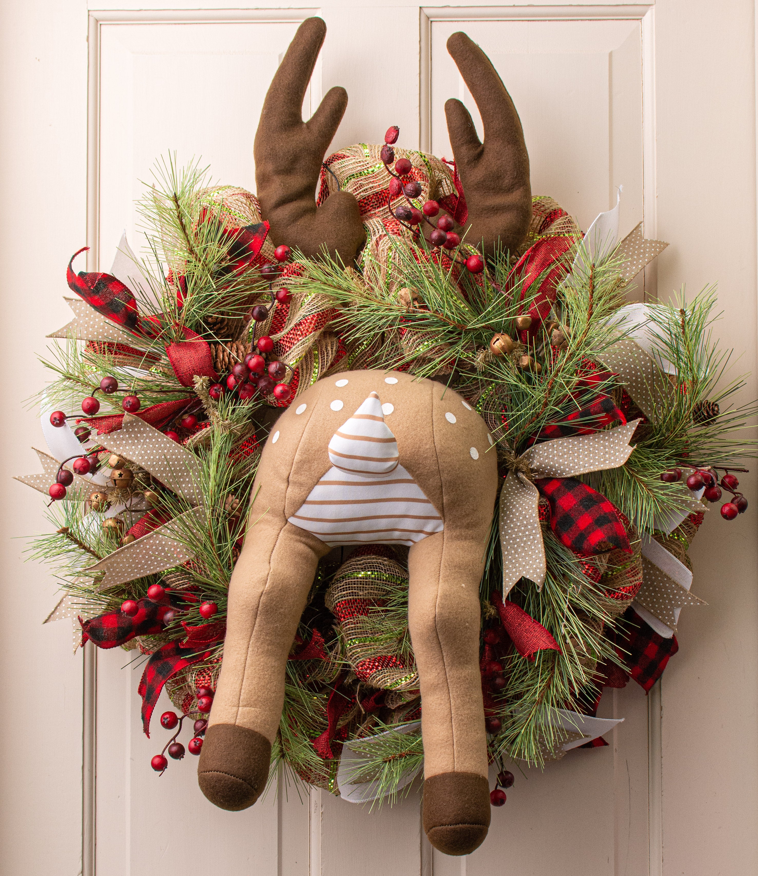 Plush Deer Bottom Wreath Accent: Brown