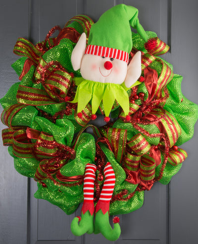 Plush Elf Head & Legs Wreath Accent Lifestyle Photo