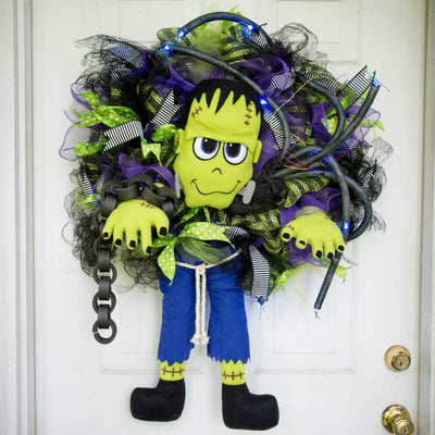 Plush Frankenstein Wreath Accent Lifestyle Photo