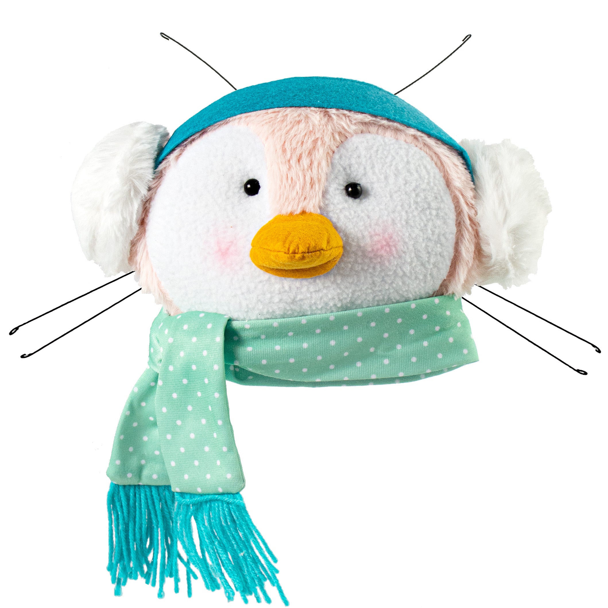 11" Plush Penguin Head Wreath Accent: Mint Green Item Number: XC6287