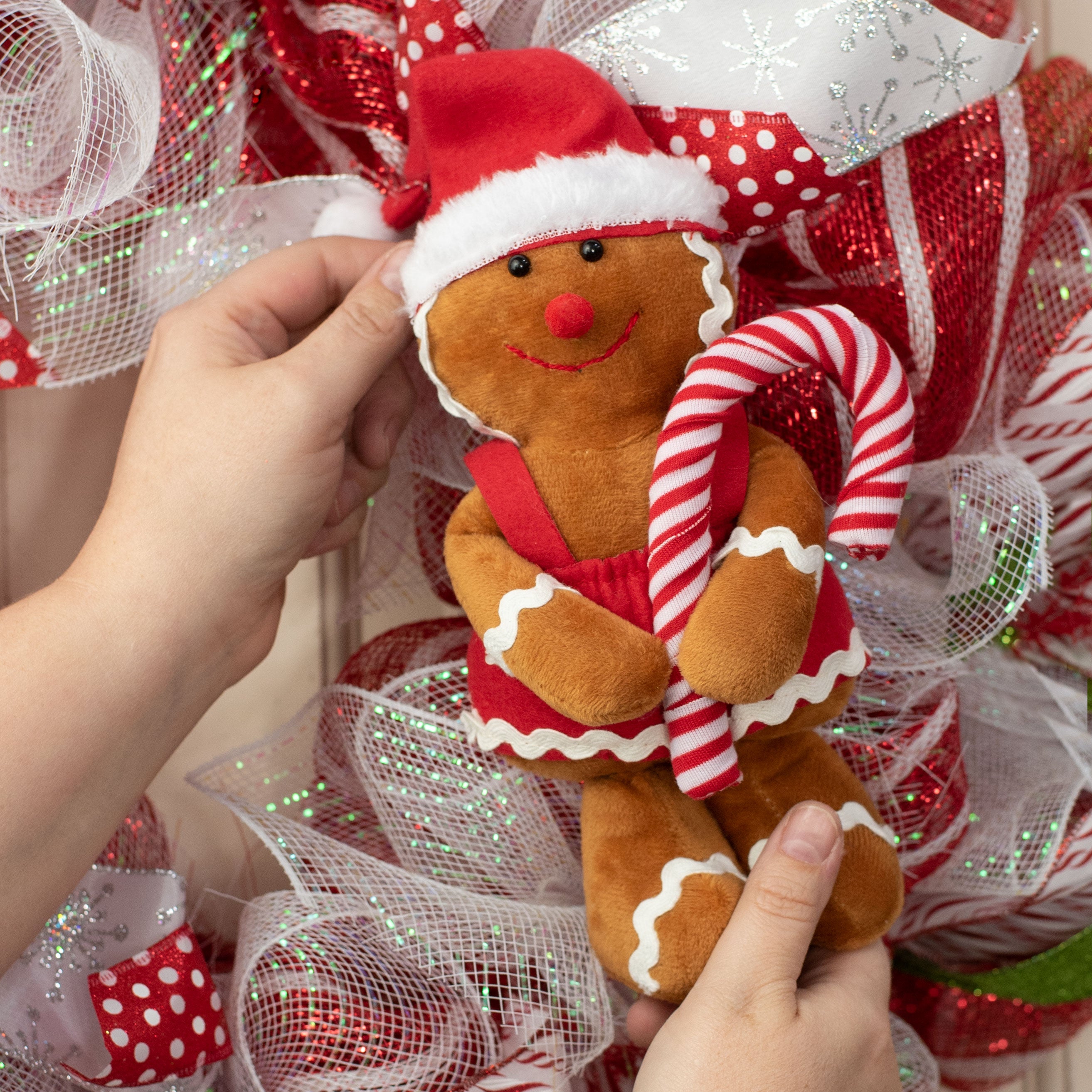 10"  Plush Peppermint Gingerbread Ornament: Girl Lifestyle Photo