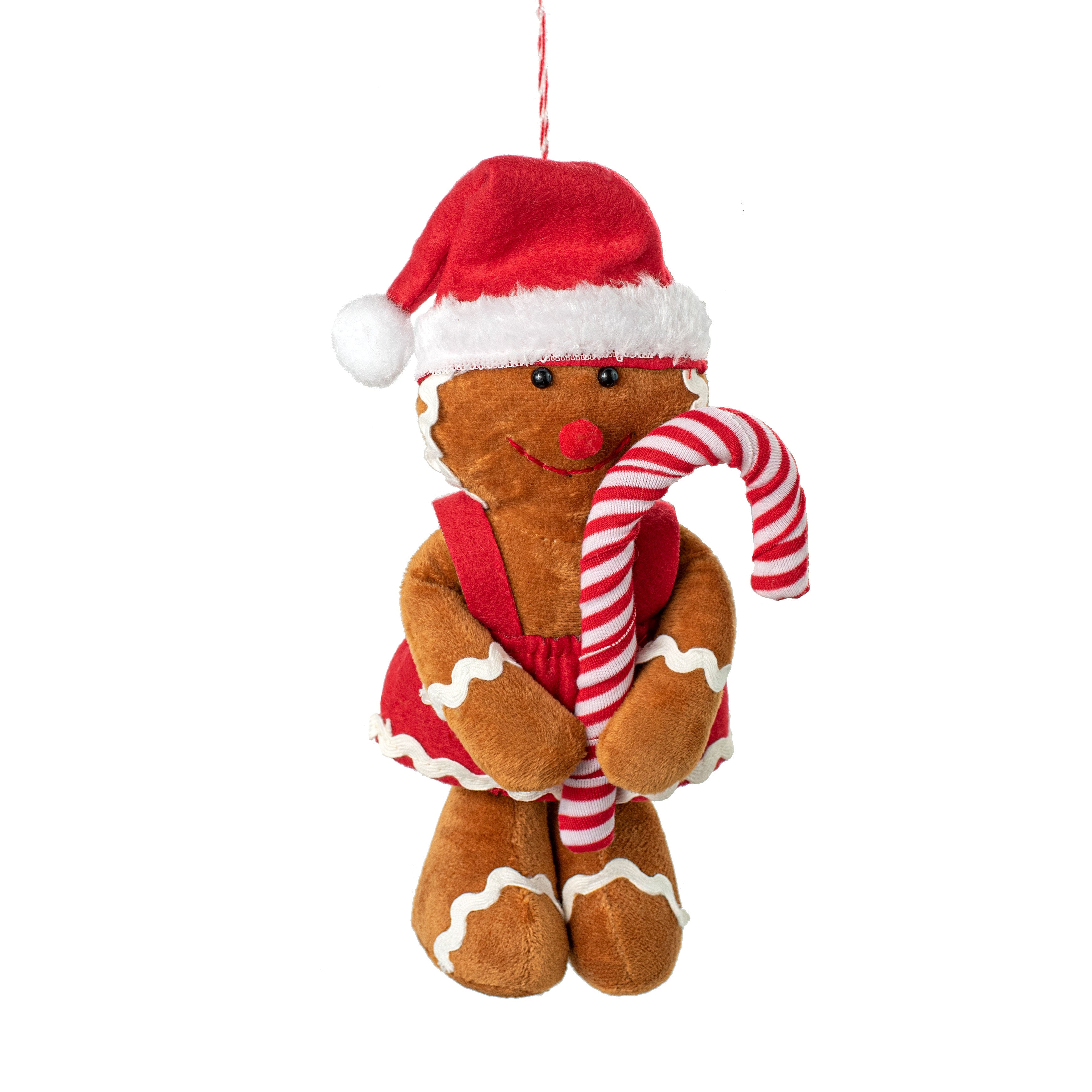 10"  Plush Peppermint Gingerbread Ornament: Girl Item Number: 84442BN