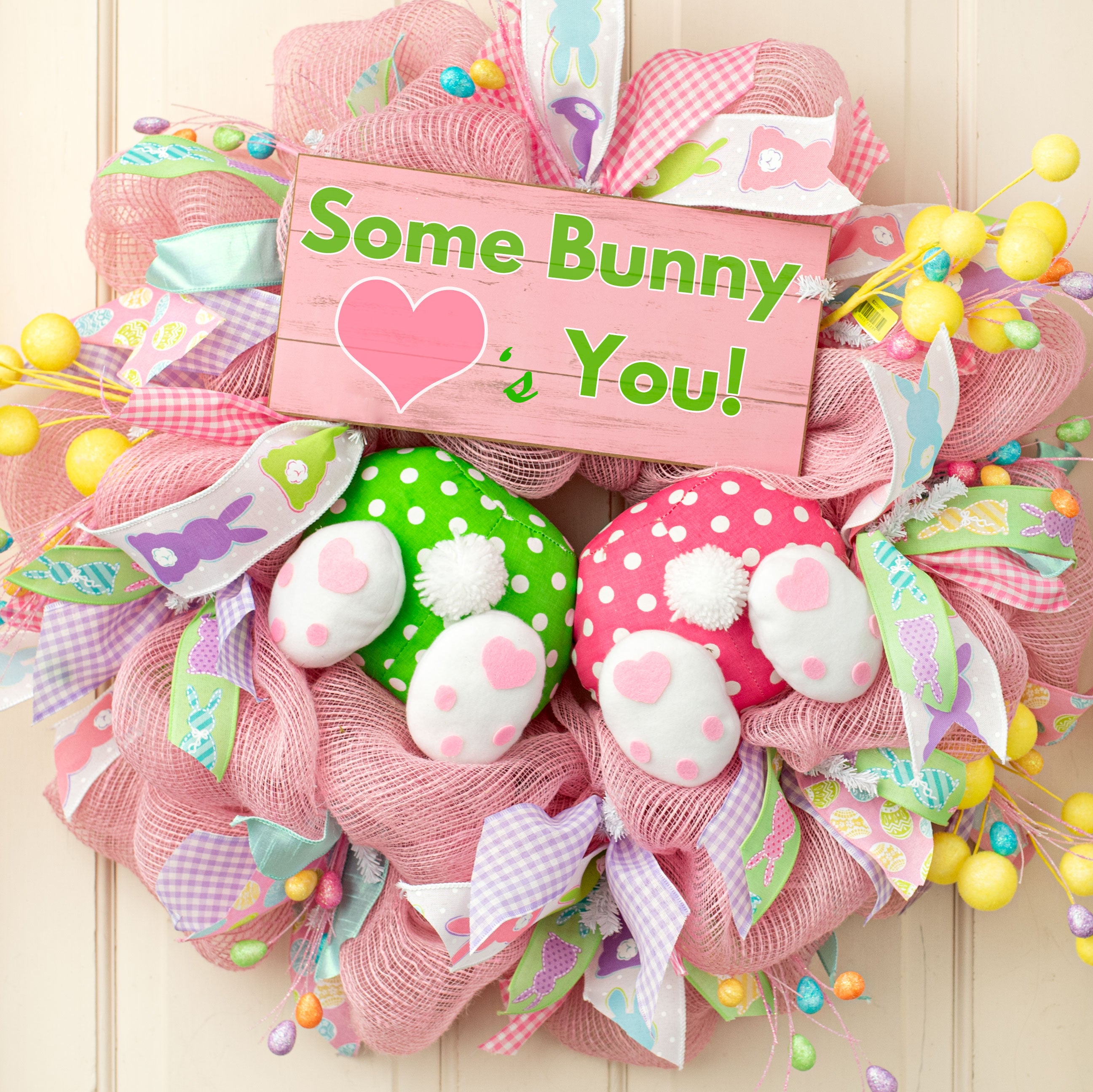 8" Plush Polka Dot Bunny Butt: Lime Green Lifestyle Photo