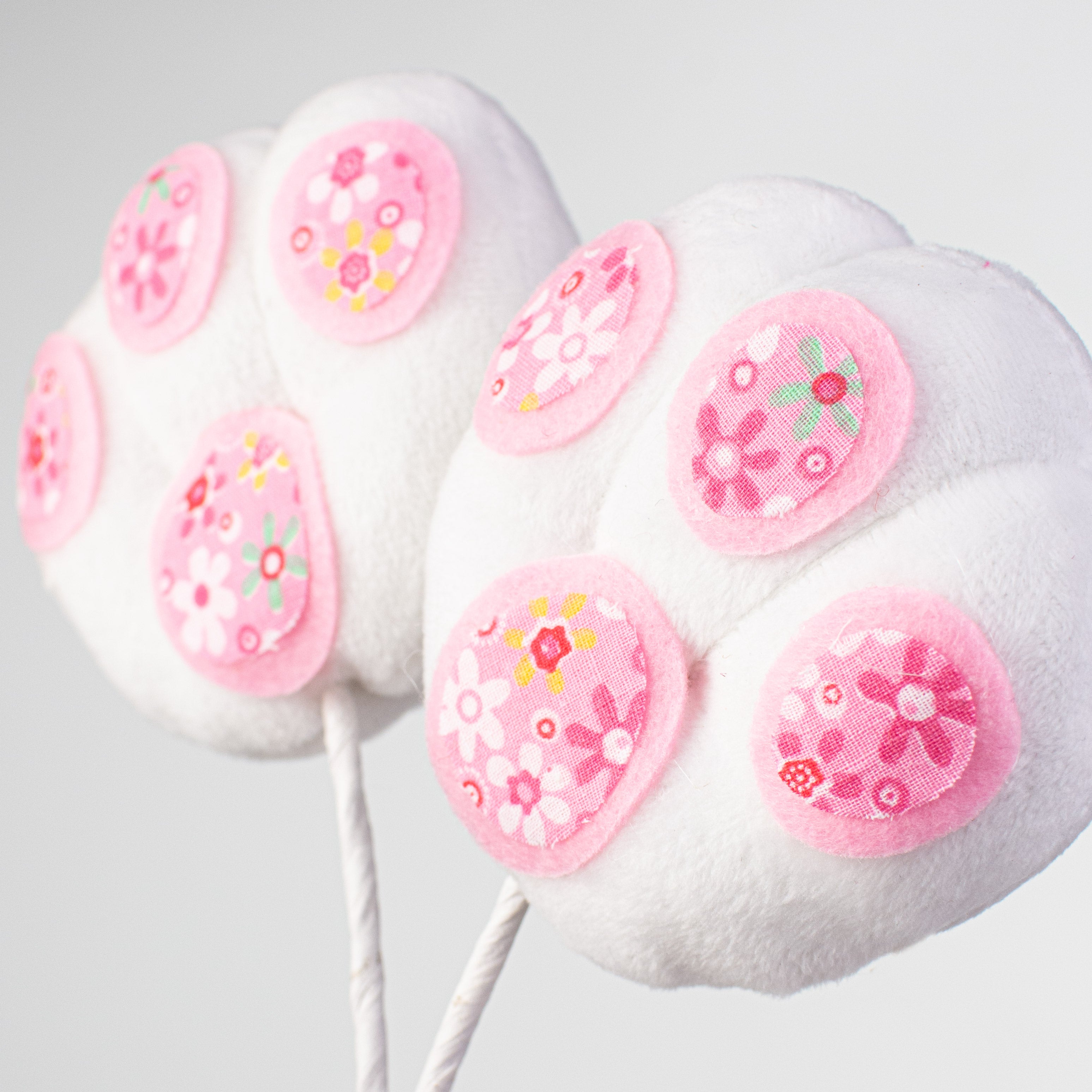 16" Plush Rabbit Paw Spray: Pink detail photo 3