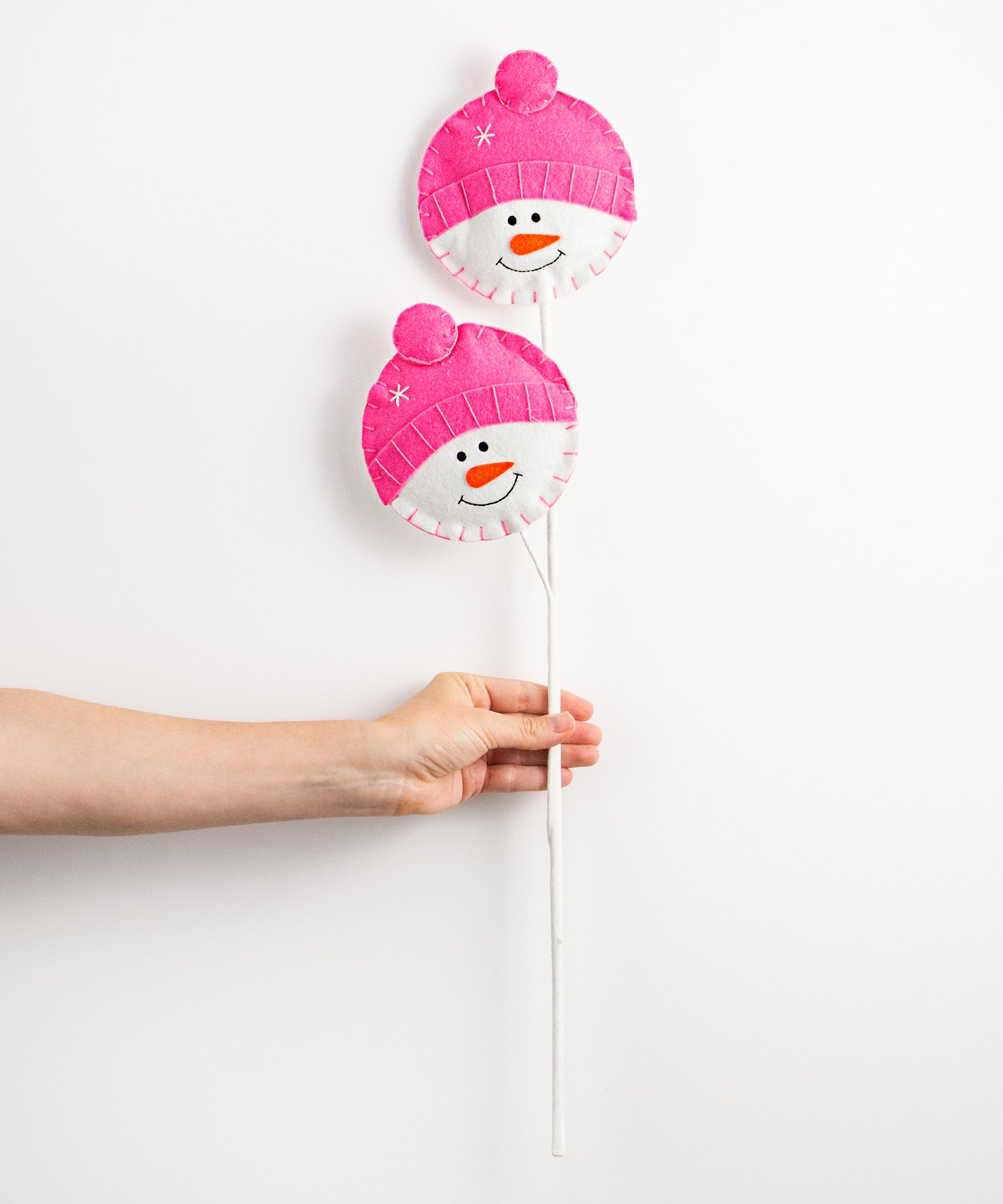 25" Plush Snowman Head Spray: Pink detail photo 3