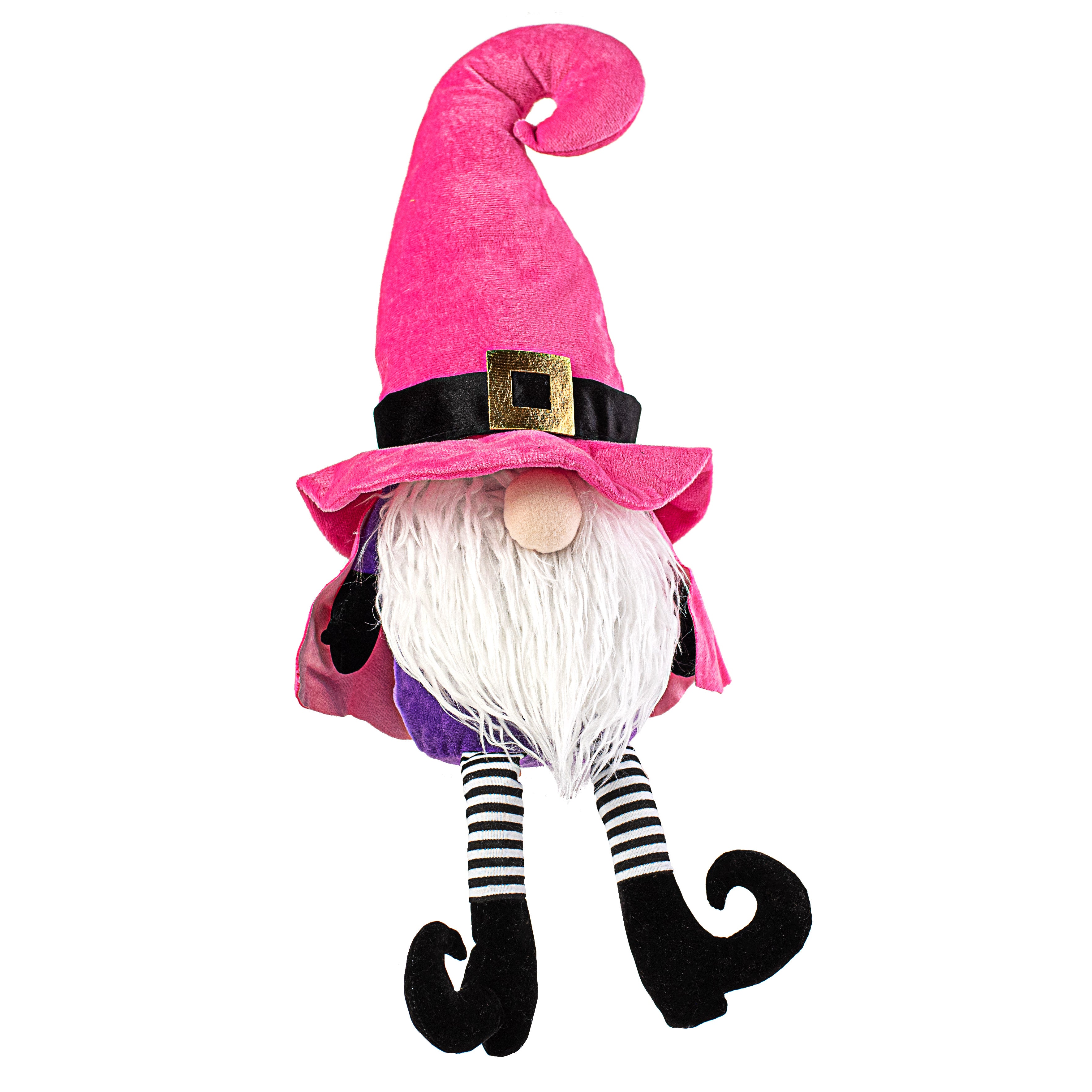 22" Plush Witch Gnome: Pink & Black Item Number: 56814PK