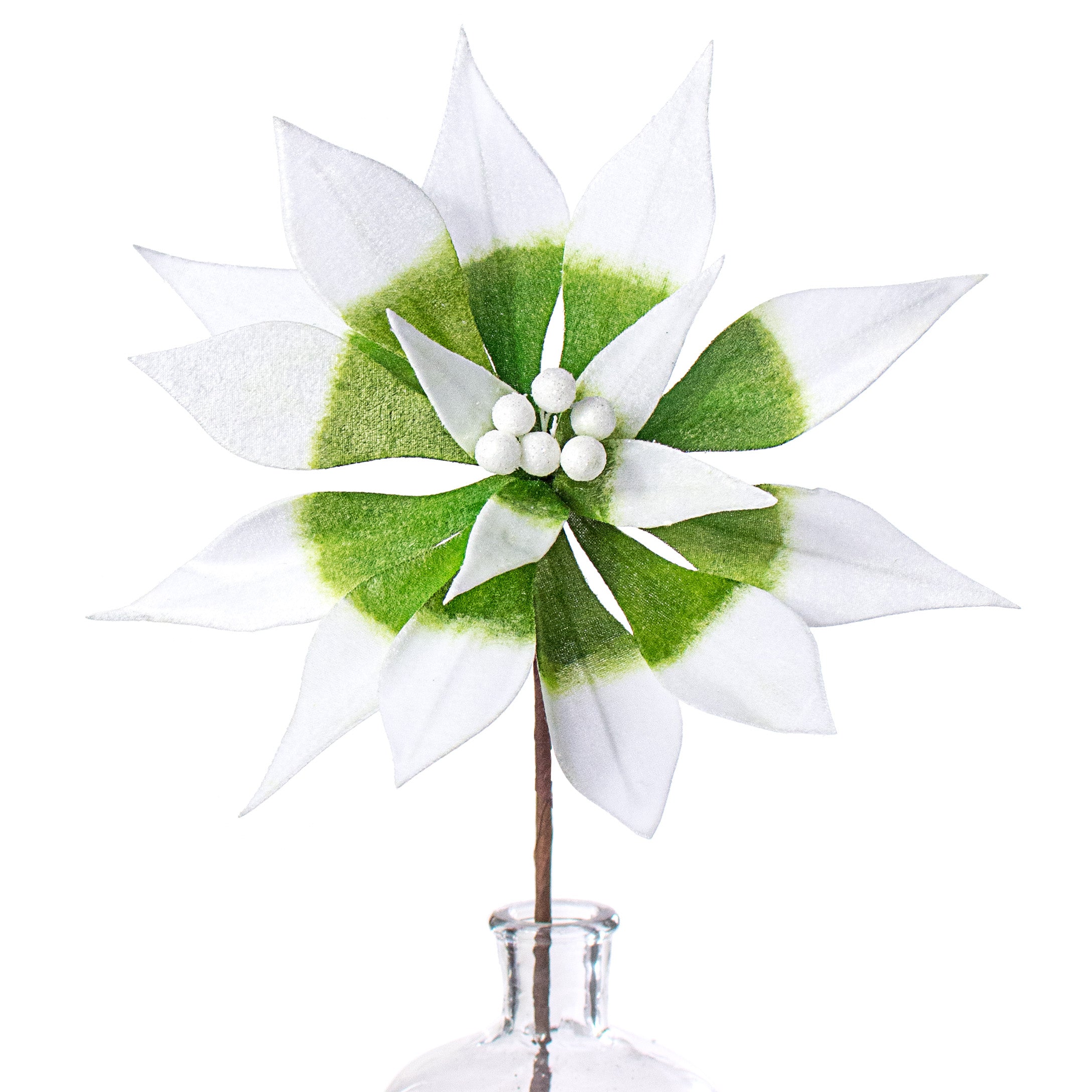 22" Poinsettia Stem: Green & White Variegated Item Number: 187408