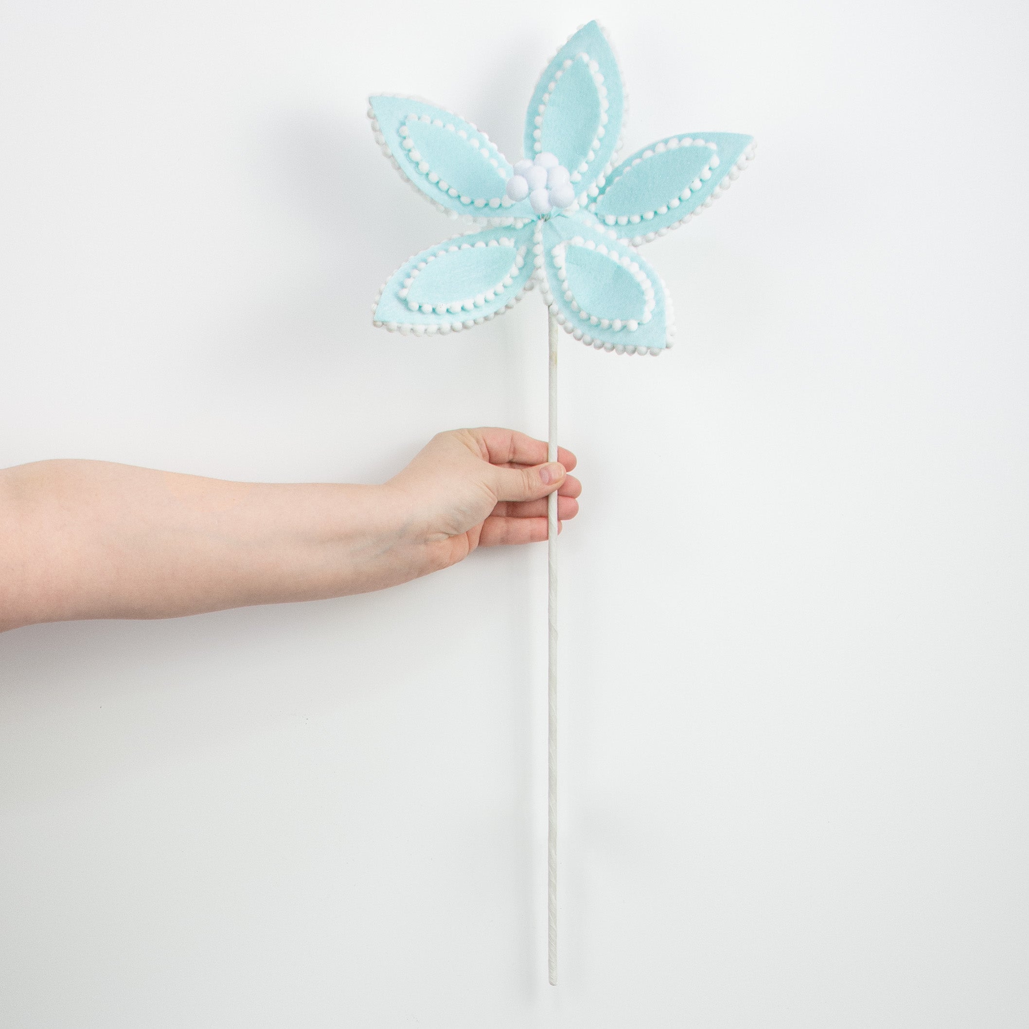 22" Poinsettia Stem: Light Blue detail photo 3