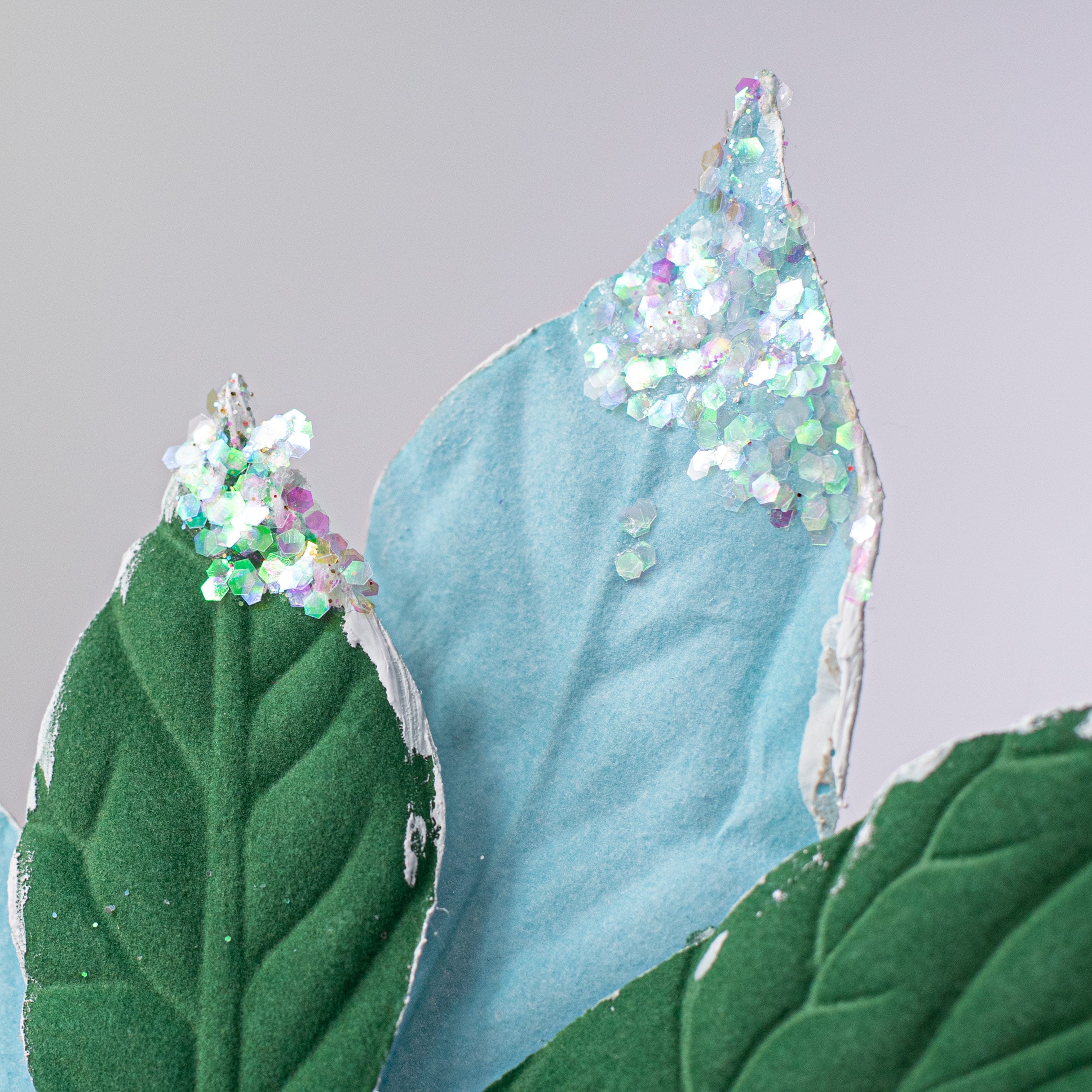 19" Poinsettia Pick: Green & Blue Lifestyle Photo