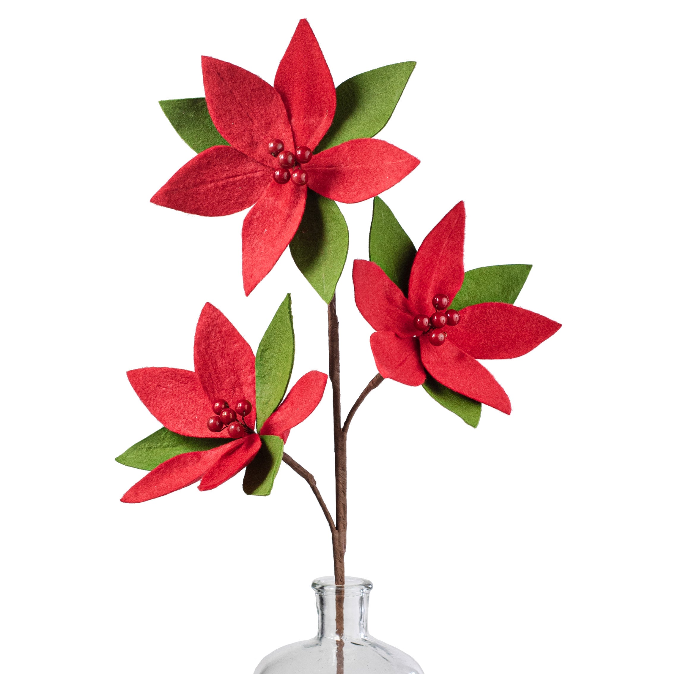 27" Poinsettia Stem: Red & Green Item Number: 158802
