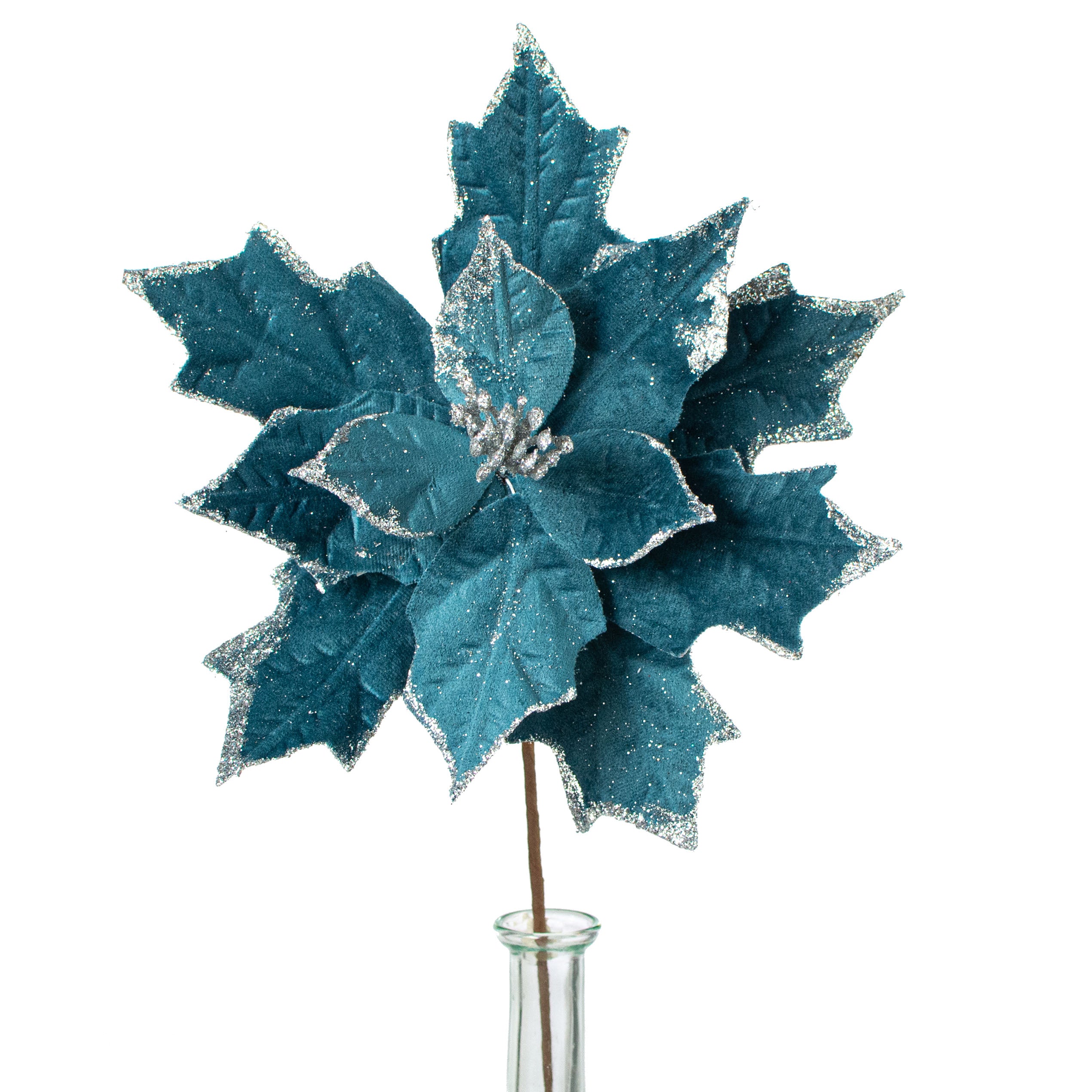12" Poinsettia Stem: Teal Blue Item Number: 172297
