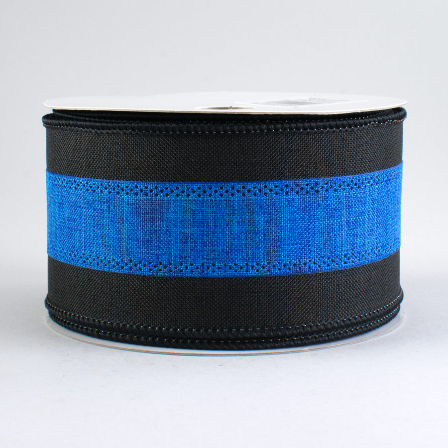 2.5" Police Support Ribbon: Black & Blue (10 Yards)