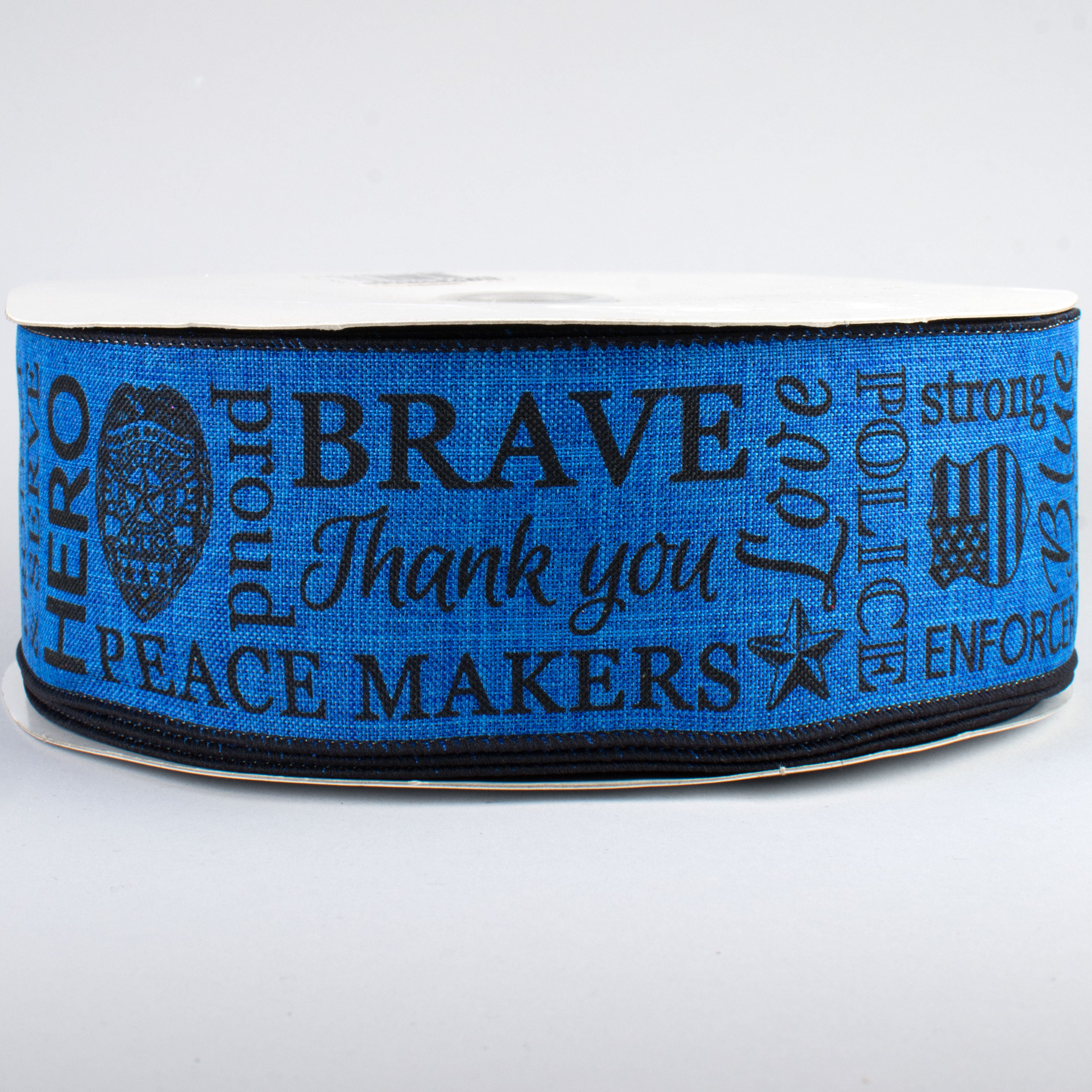 2.5" Police Support Ribbon: Black & Royal Blue (50 Yards)