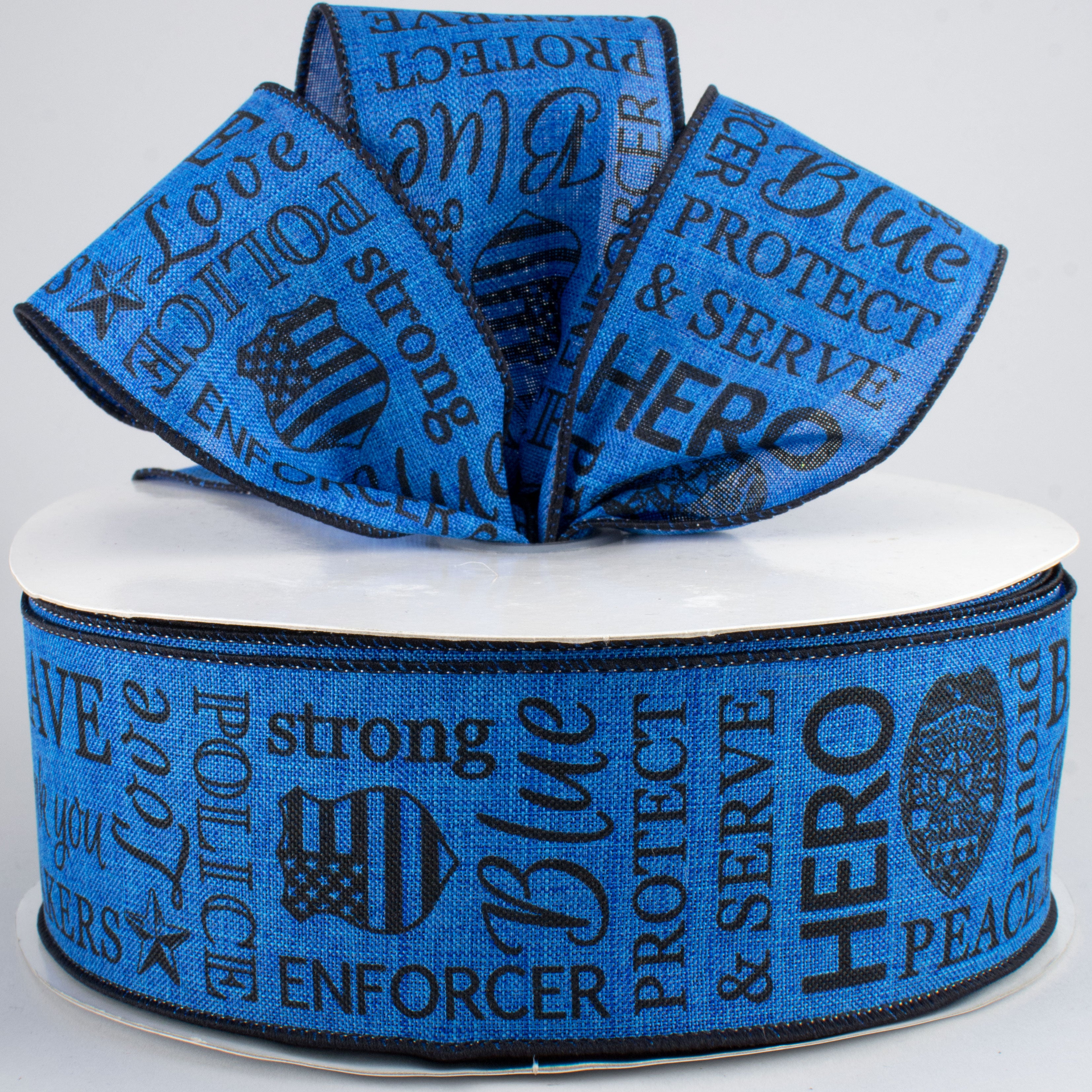2.5" Police Support Ribbon: Black & Royal Blue (50 Yards) Lifestyle Photo