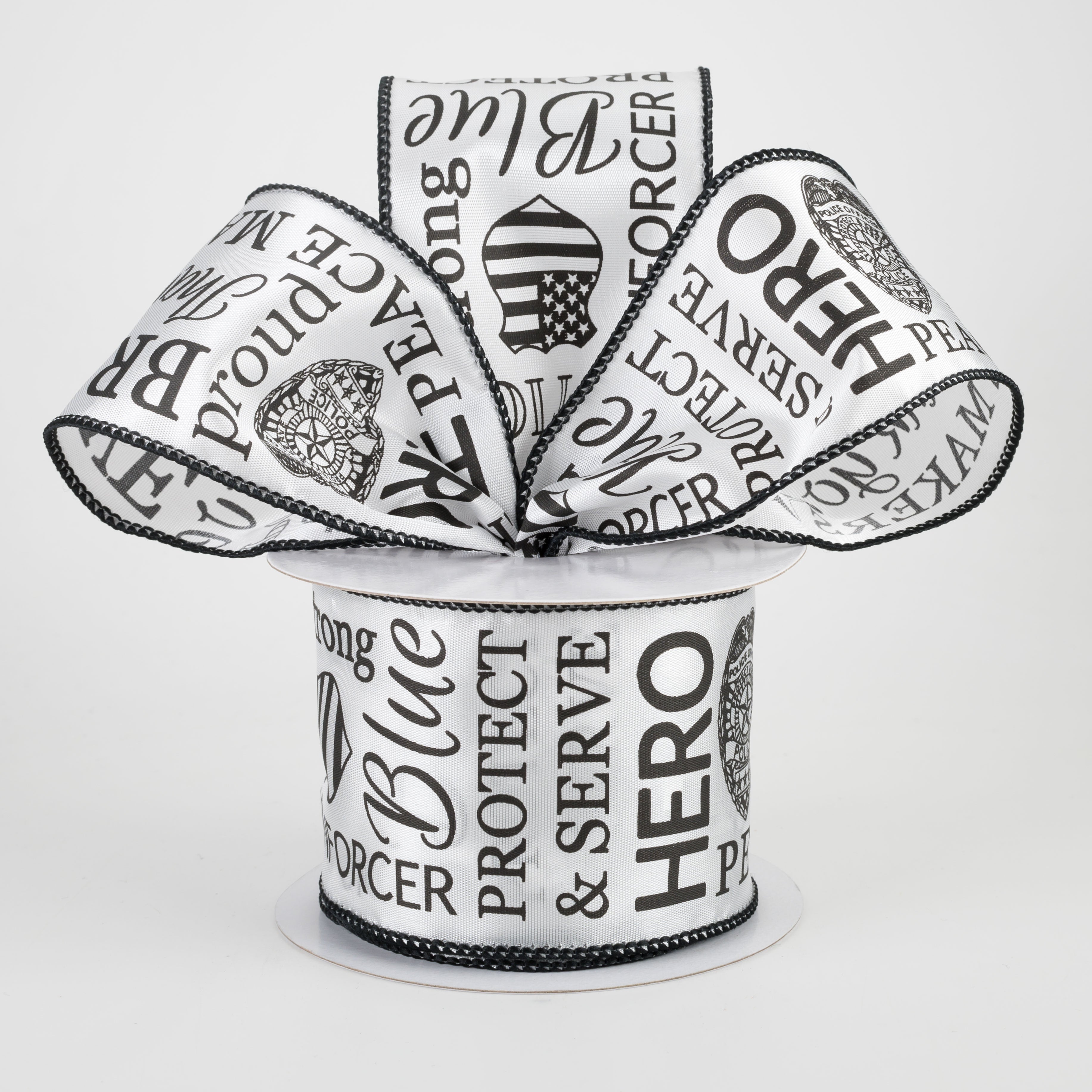 2.5" Police Support Ribbon: Black & White (10 Yards) Lifestyle Photo