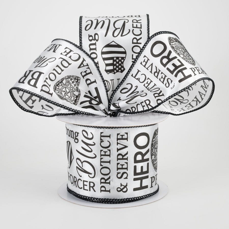 2.5" Police Support Ribbon: Black & White (10 Yards) Lifestyle Photo