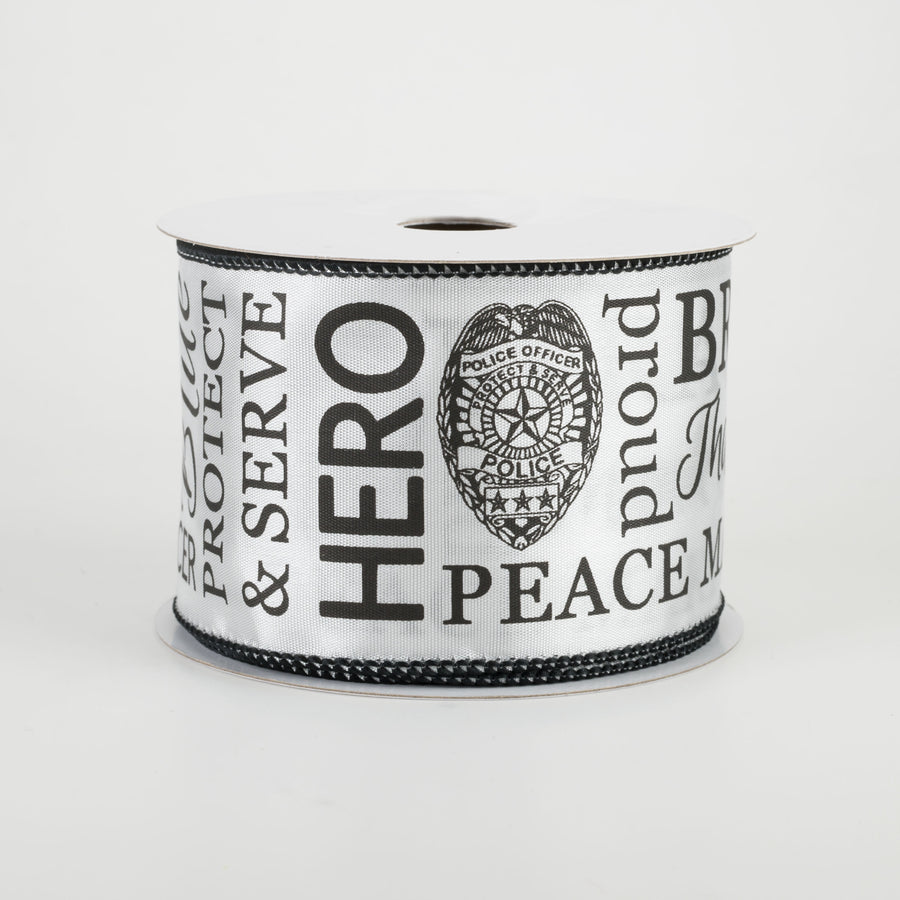 2.5" Police Support Ribbon: Black & White (10 Yards)